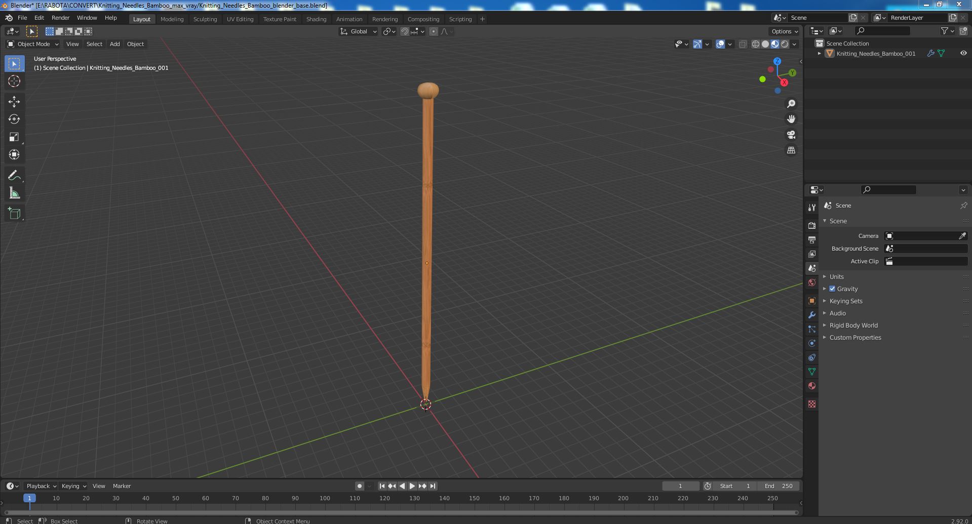 3D Knitting Needles Bamboo model