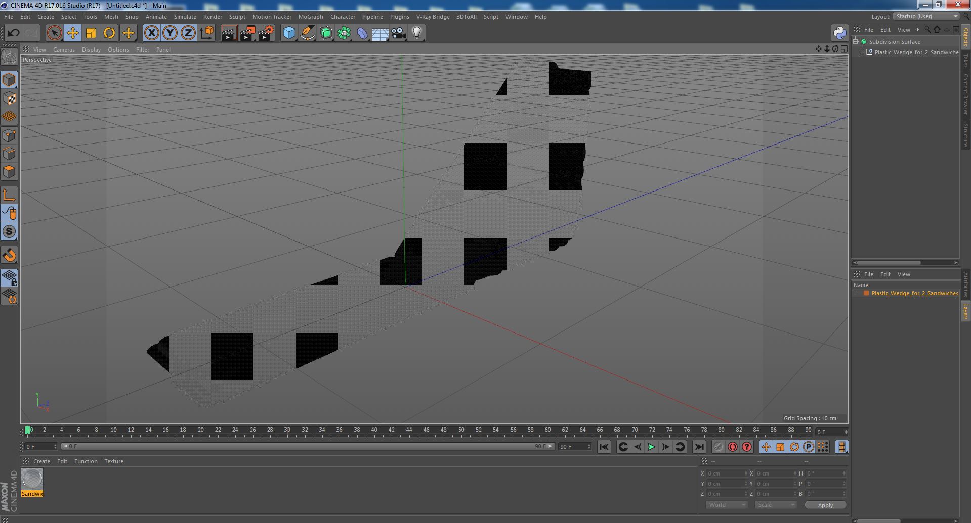 3D model Plastic Wedge for 2 Sandwiches Open