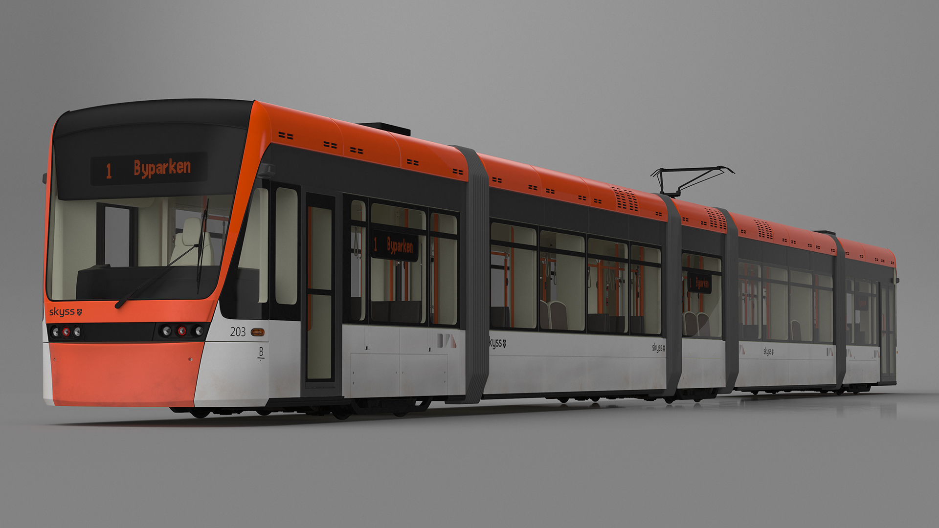 Modern City Tram Bybanen 3D model