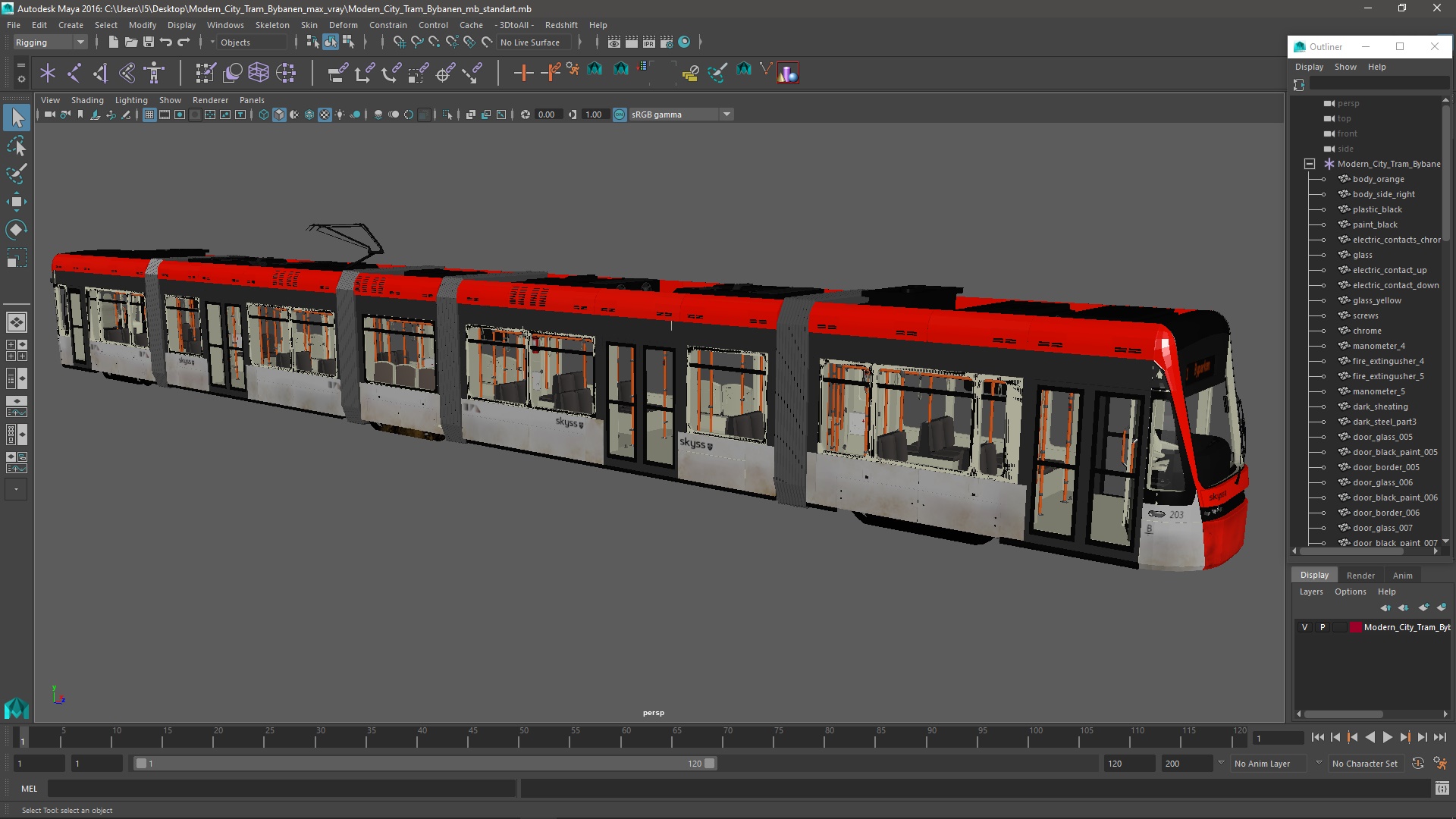 Modern City Tram Bybanen 3D model