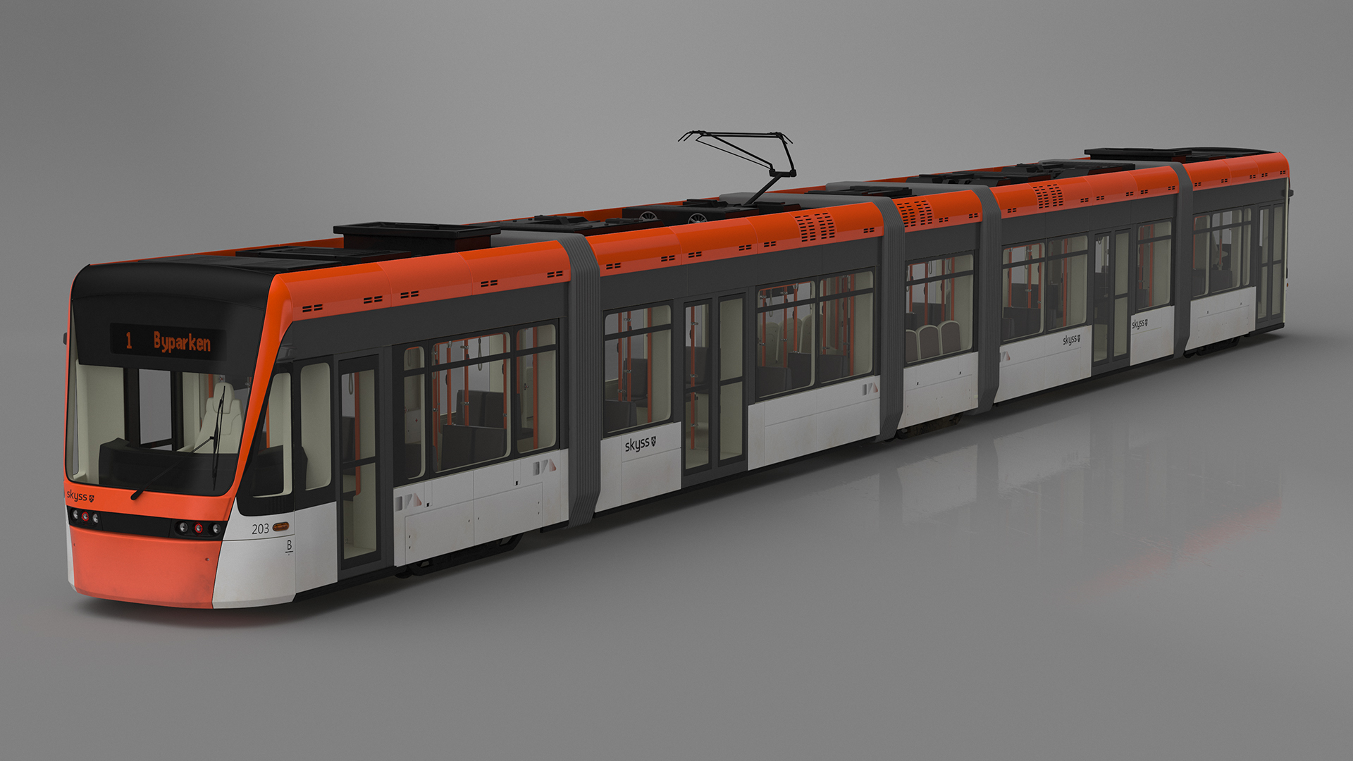 Modern City Tram Bybanen 3D model