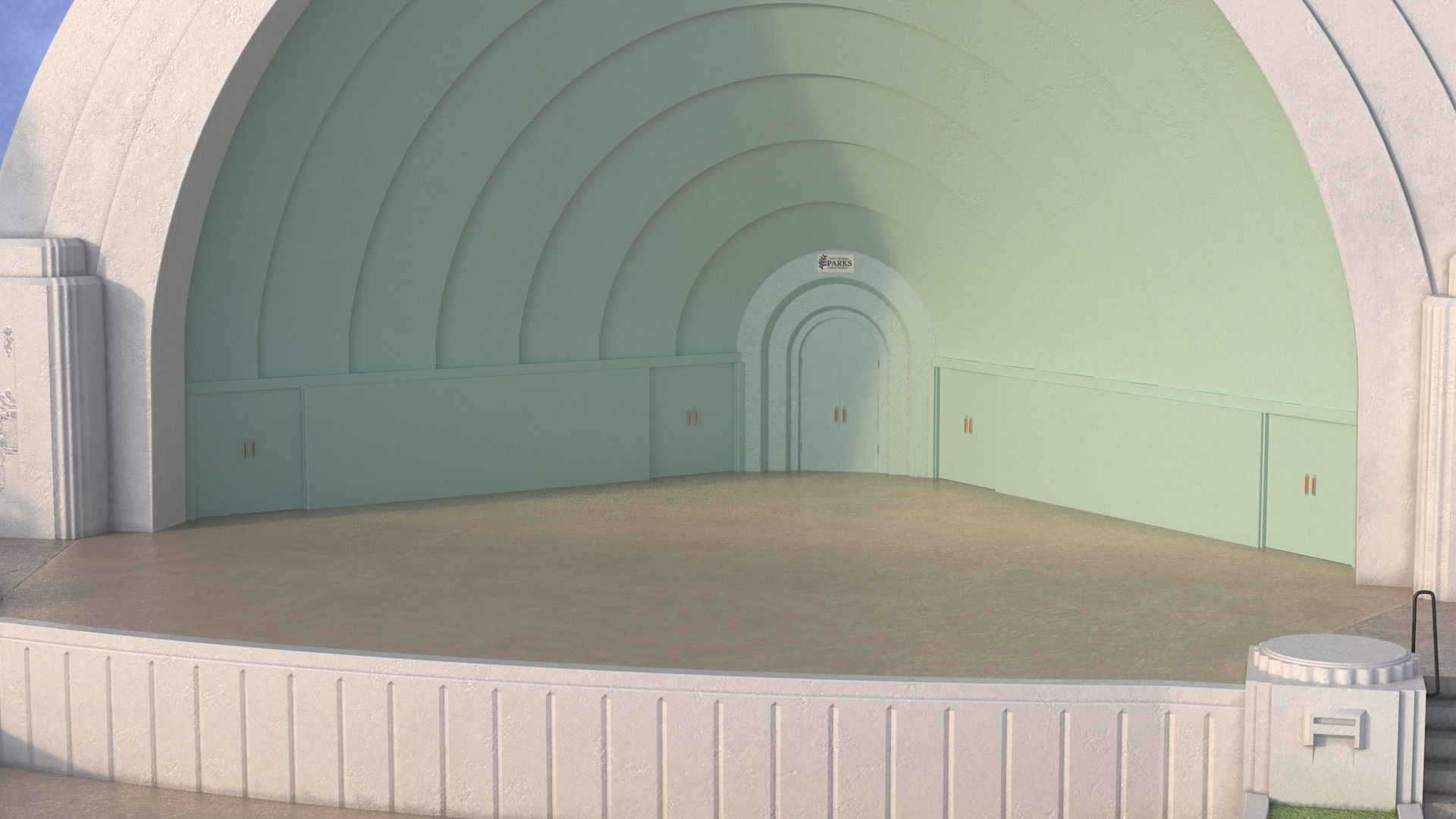 Washington Park Band Shell with Seating 3D model