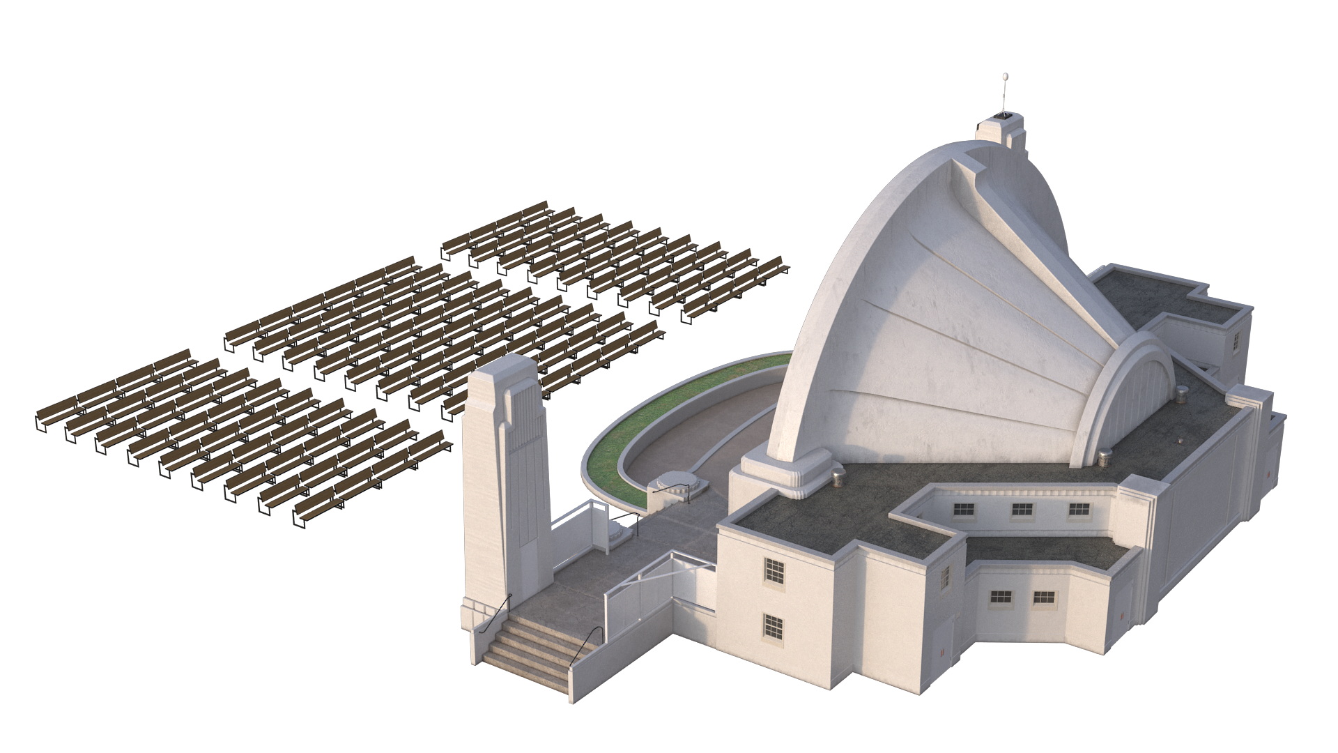 Washington Park Band Shell with Seating 3D model