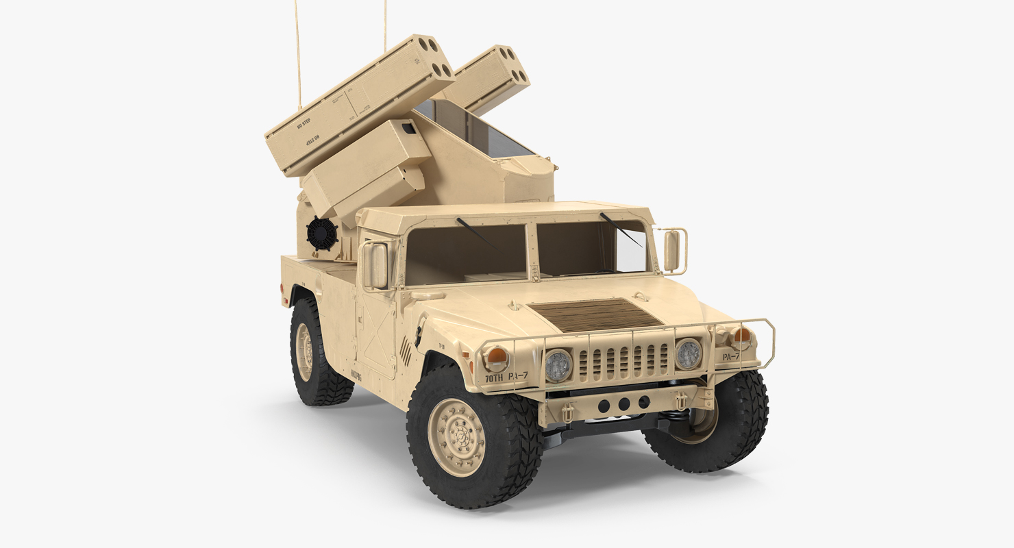 3D HMMWV M998 Equipped with Avenger Desert Rigged
