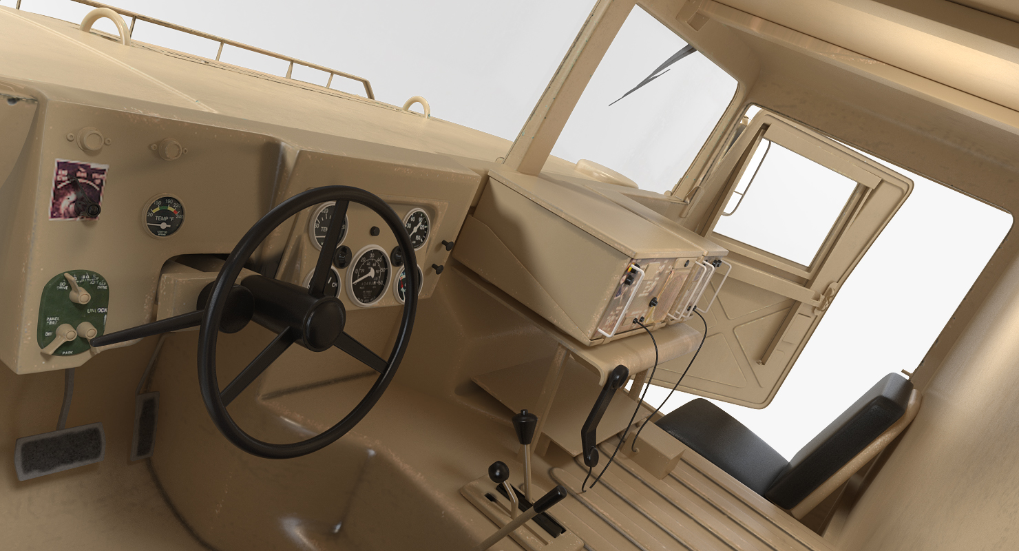 3D HMMWV M998 Equipped with Avenger Desert Rigged