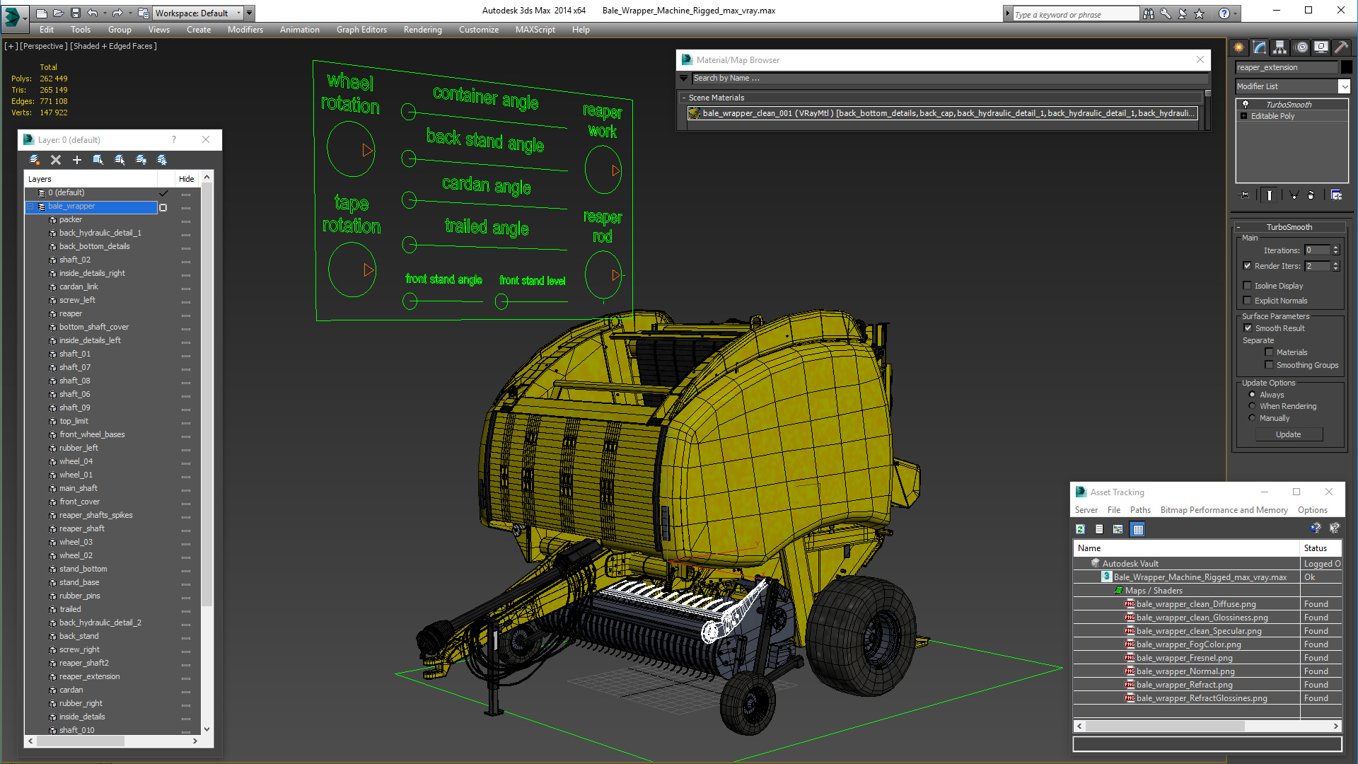 Bale Wrapper Machine Rigged 3D
