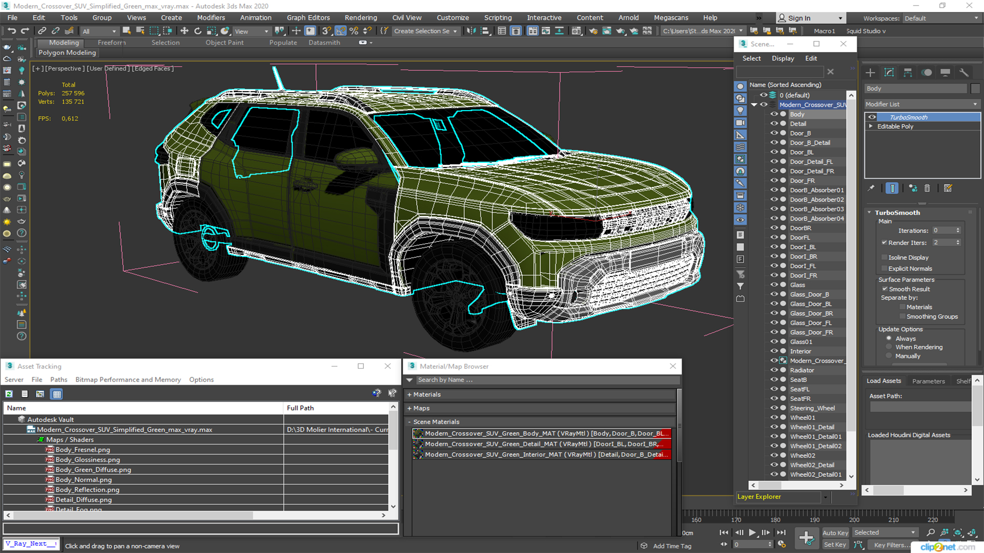 Modern Crossover SUV Simplified Green 3D