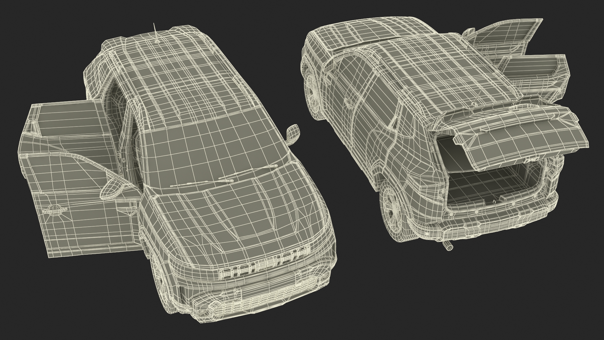 Modern Crossover SUV Simplified Green 3D