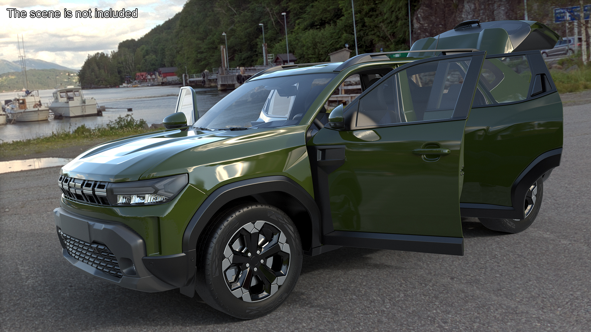 Modern Crossover SUV Simplified Green 3D