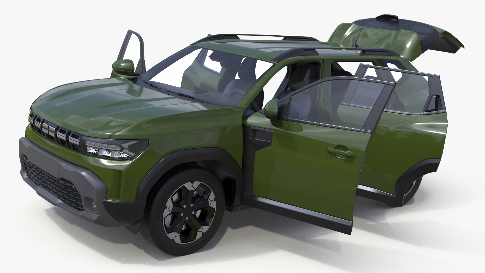 Modern Crossover SUV Simplified Green 3D