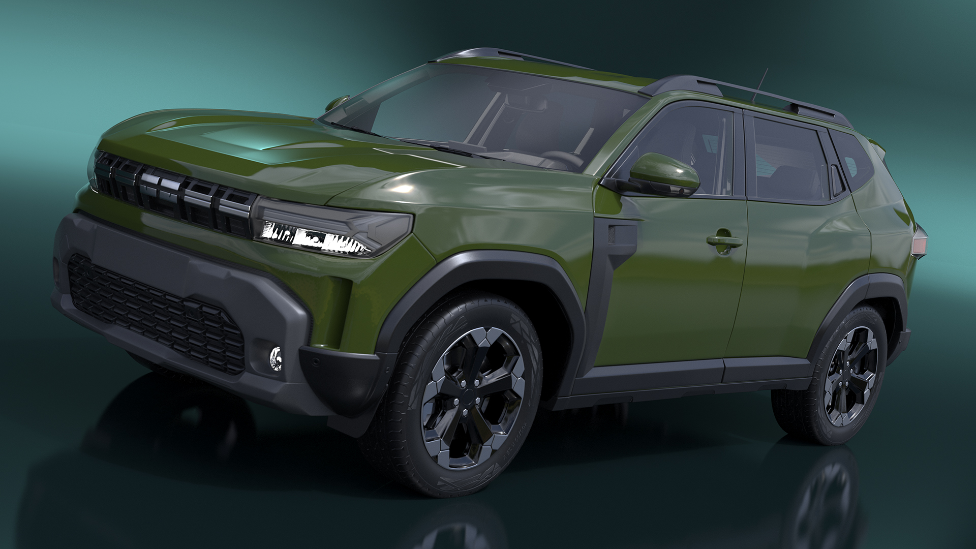 Modern Crossover SUV Simplified Green 3D