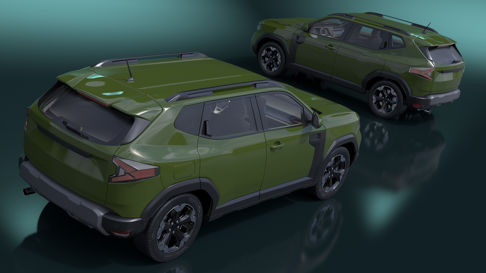 Modern Crossover SUV Simplified Green 3D