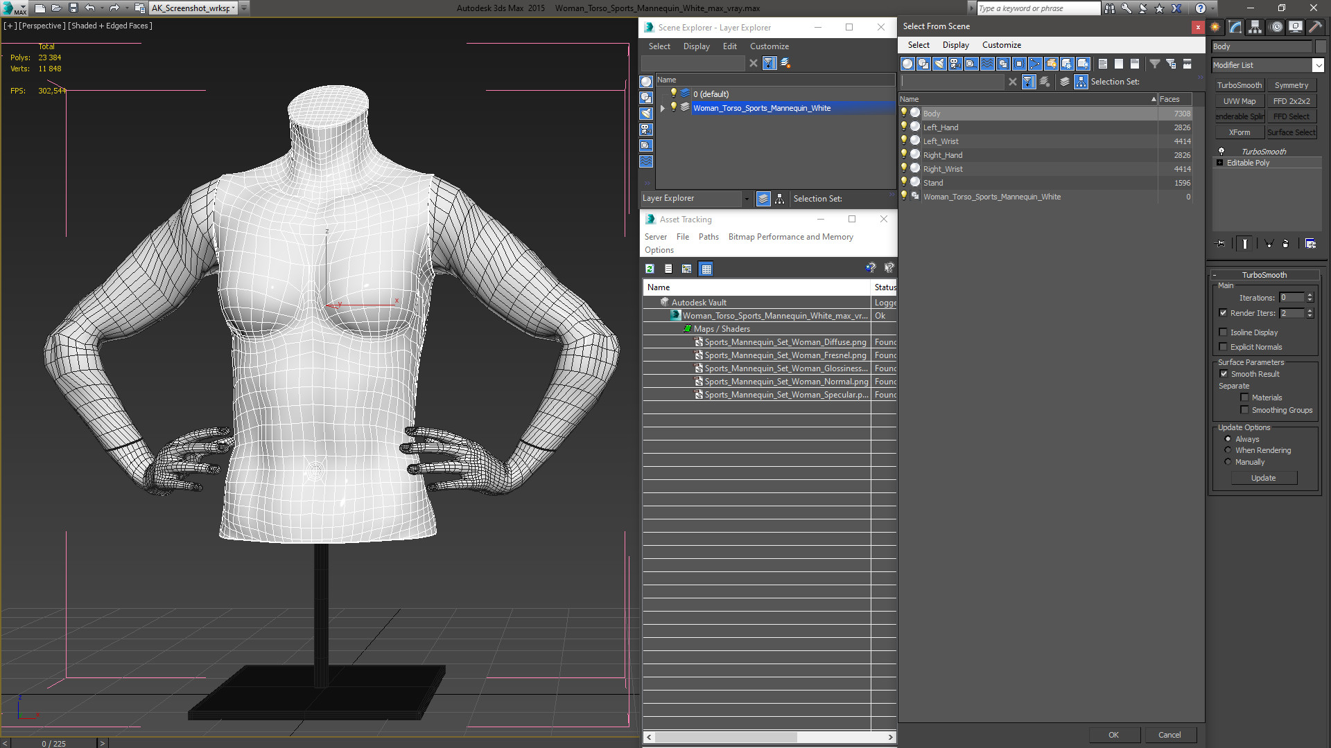 Woman Torso Sports Mannequin White 3D model