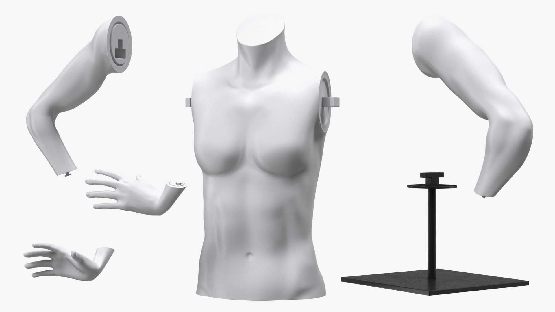 Woman Torso Sports Mannequin White 3D model
