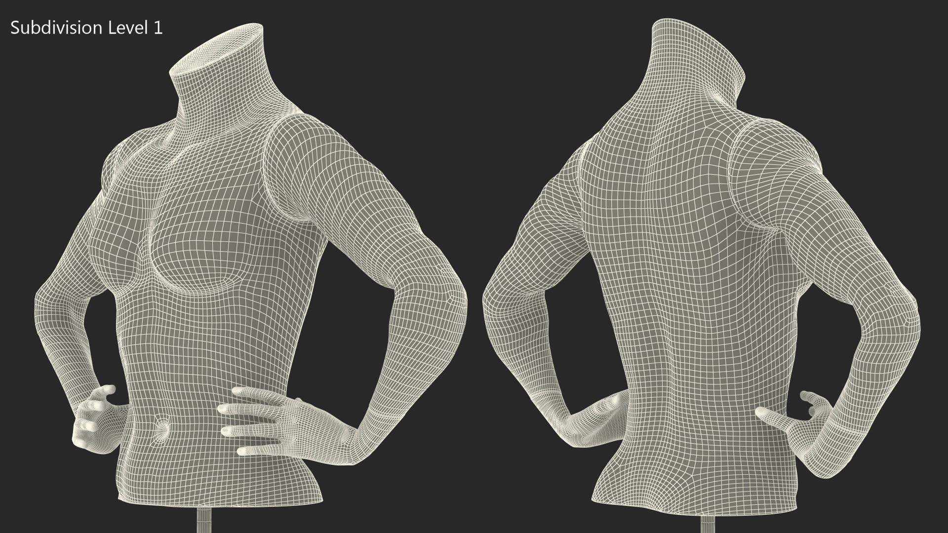 Woman Torso Sports Mannequin White 3D model