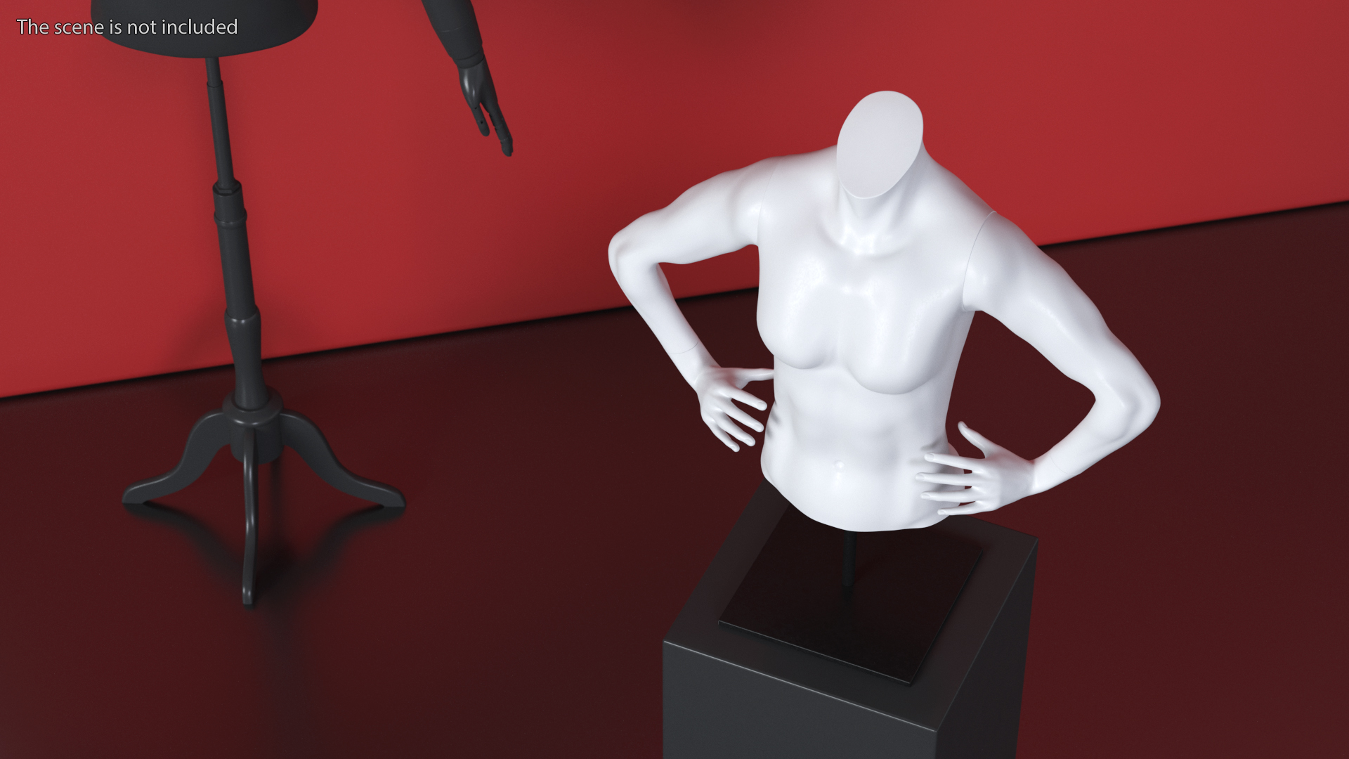 Woman Torso Sports Mannequin White 3D model