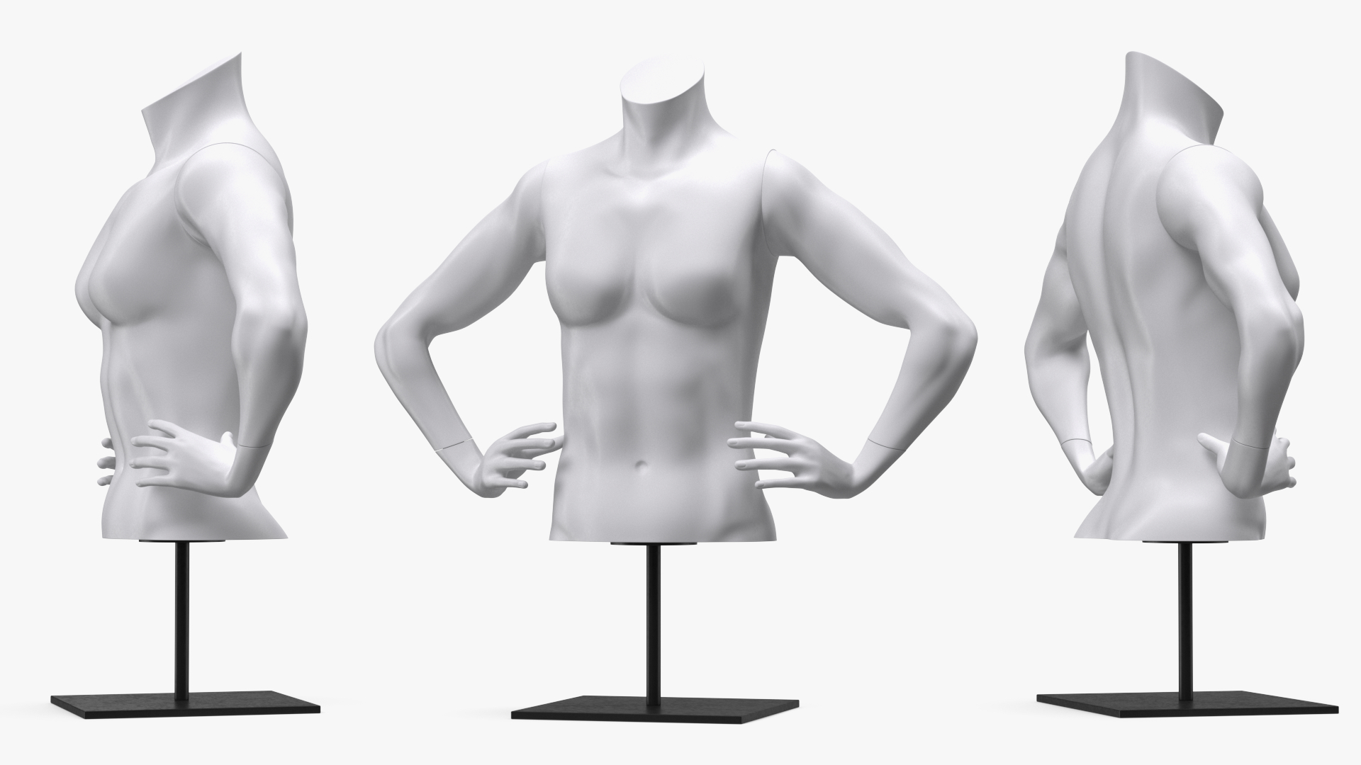 Woman Torso Sports Mannequin White 3D model