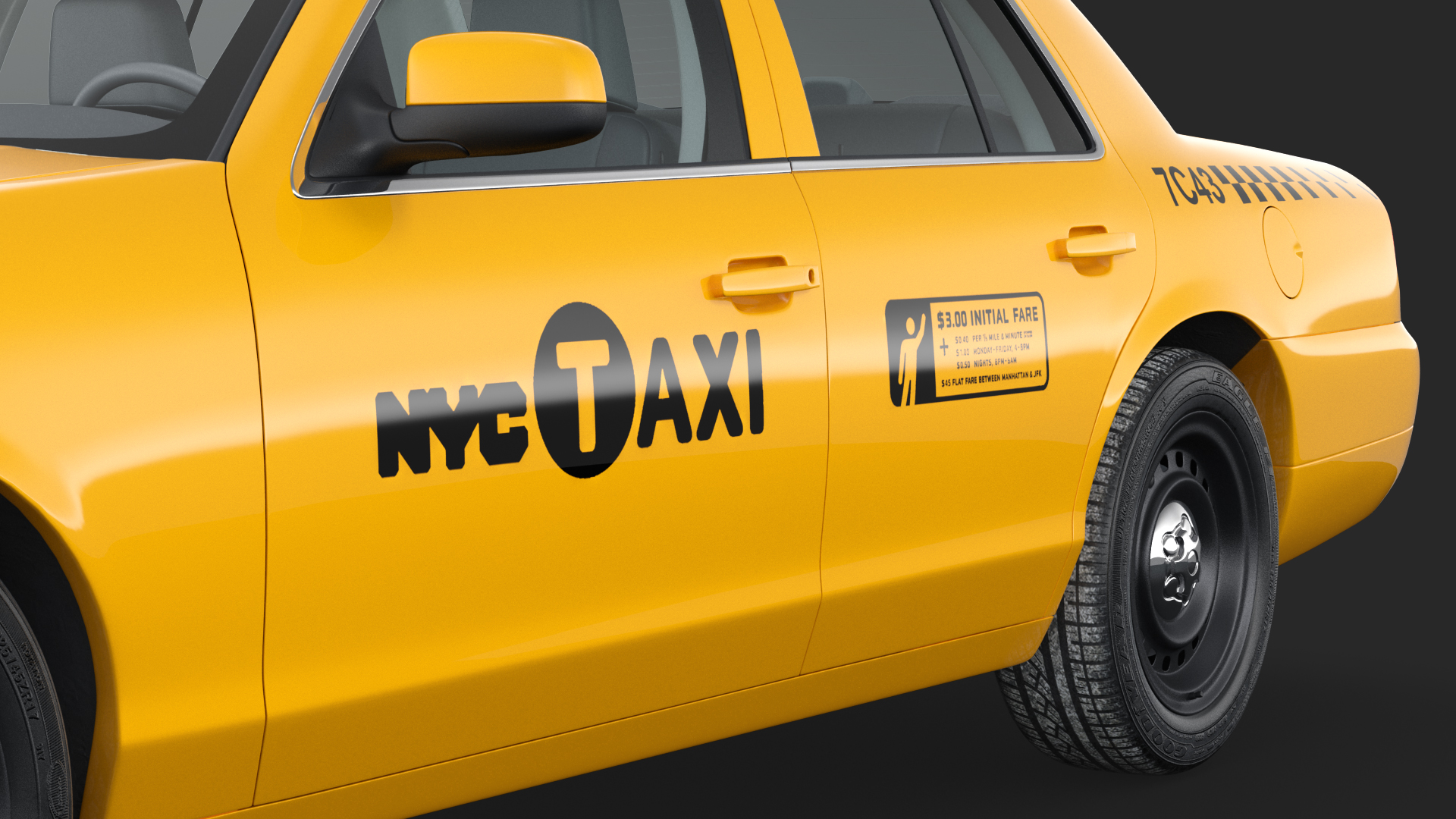 Ford Crown Victoria Yellow Taxi Simple Interior 3D
