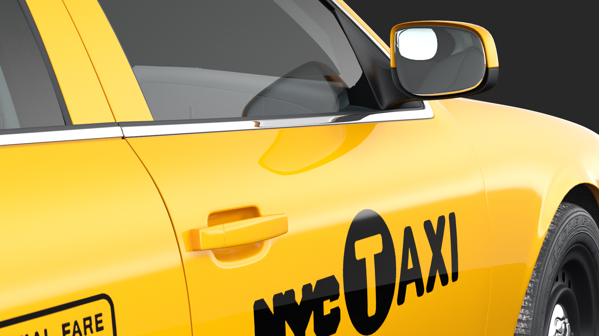 Ford Crown Victoria Yellow Taxi Simple Interior 3D