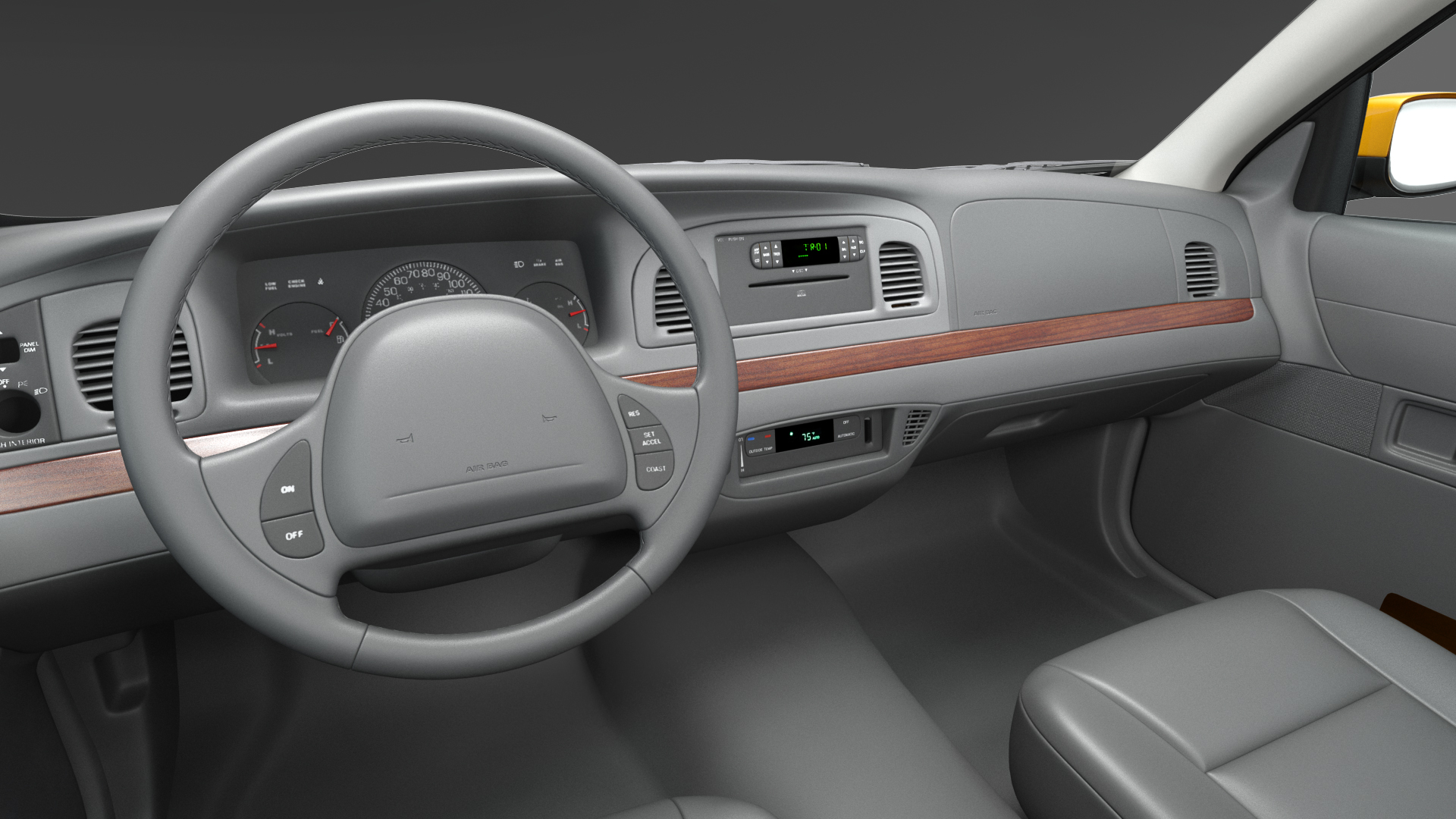 Ford Crown Victoria Yellow Taxi Simple Interior 3D