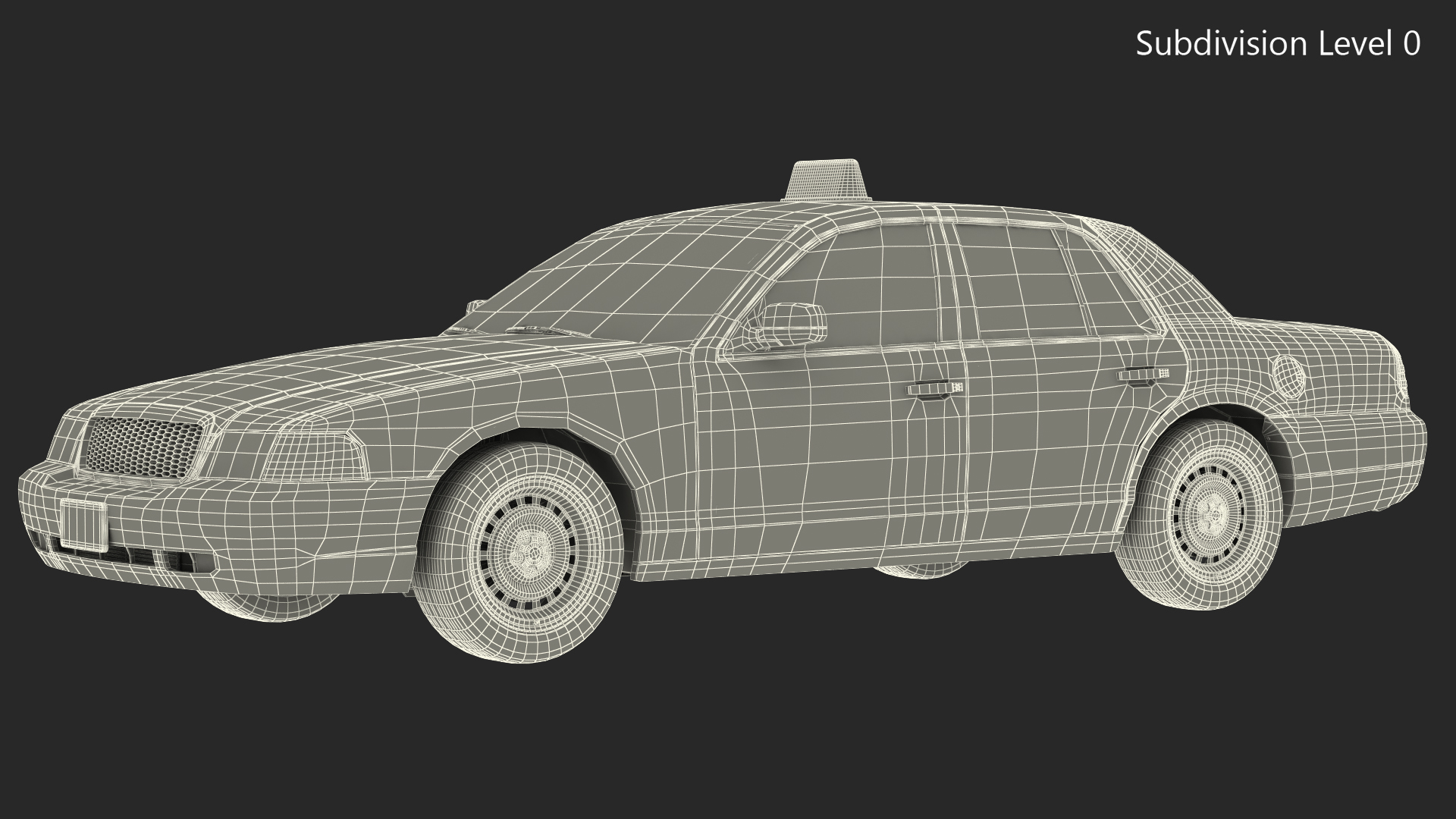 Ford Crown Victoria Yellow Taxi Simple Interior 3D