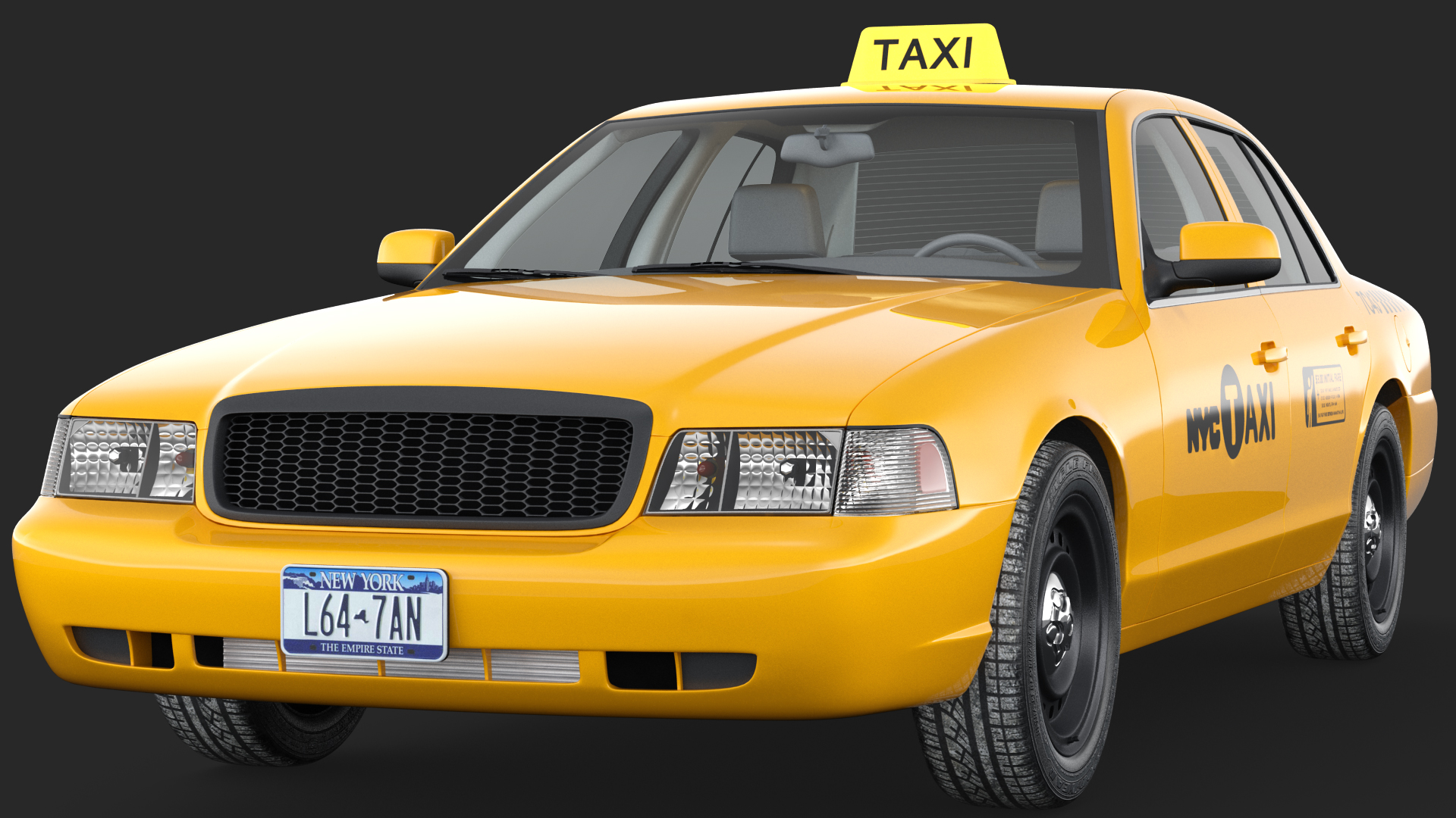 Ford Crown Victoria Yellow Taxi Simple Interior 3D