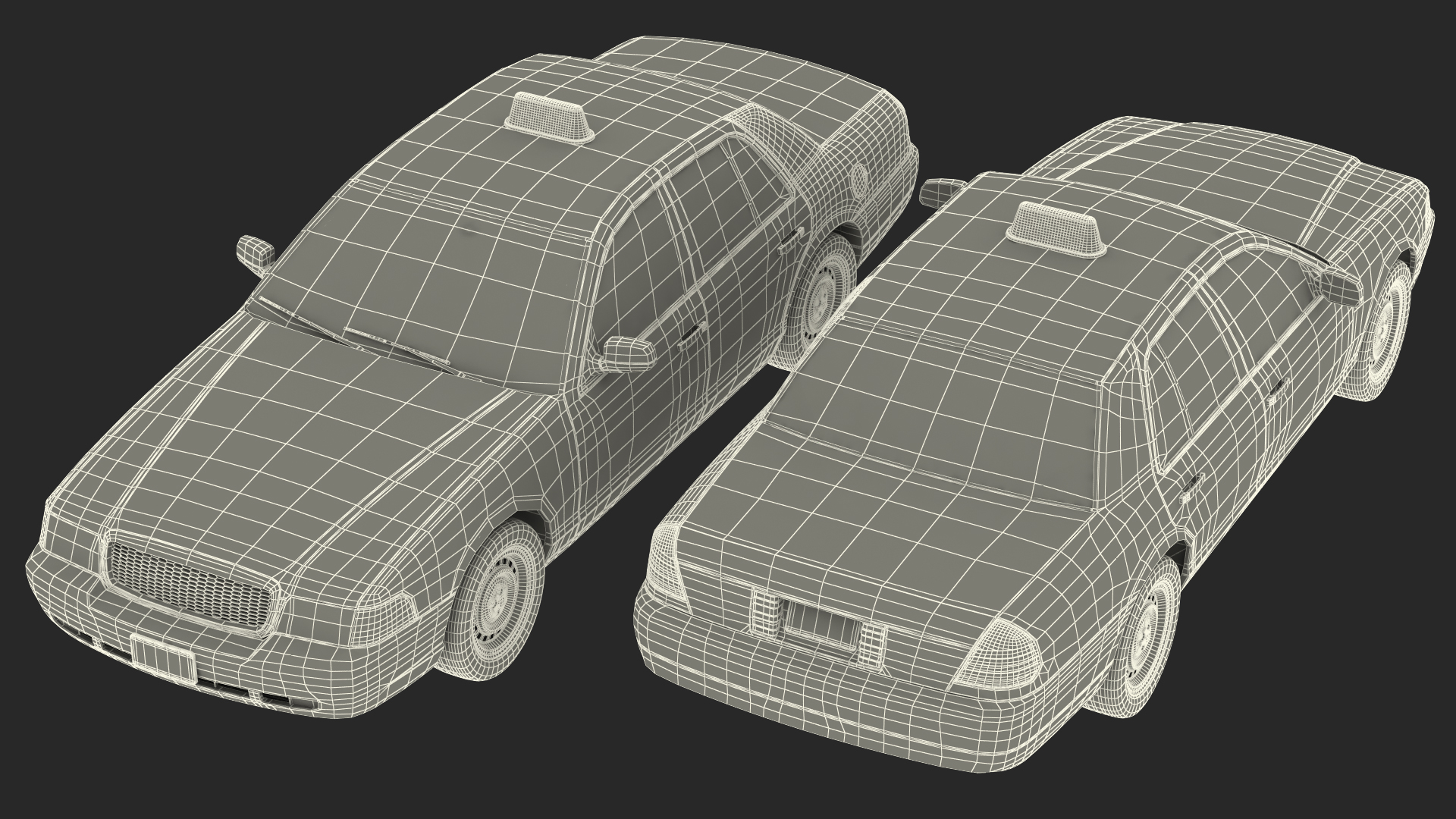 Ford Crown Victoria Yellow Taxi Simple Interior 3D