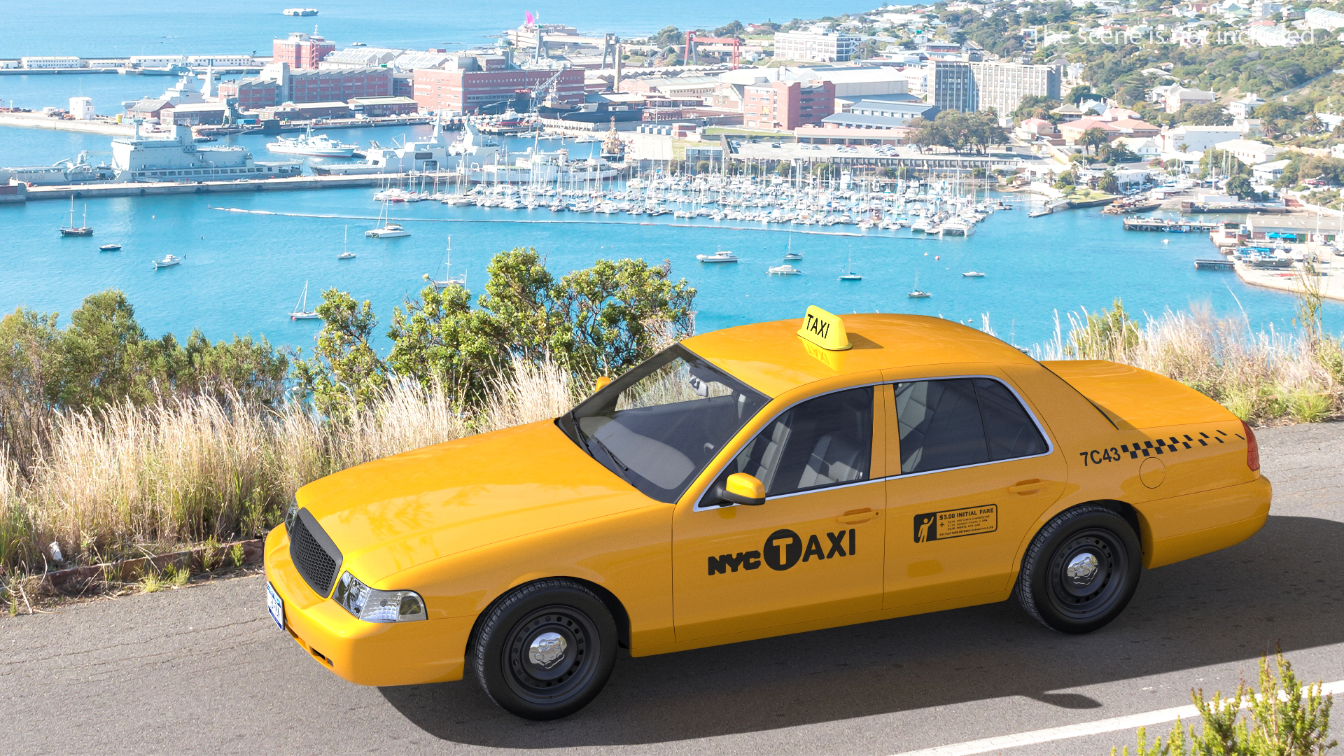 Ford Crown Victoria Yellow Taxi Simple Interior 3D