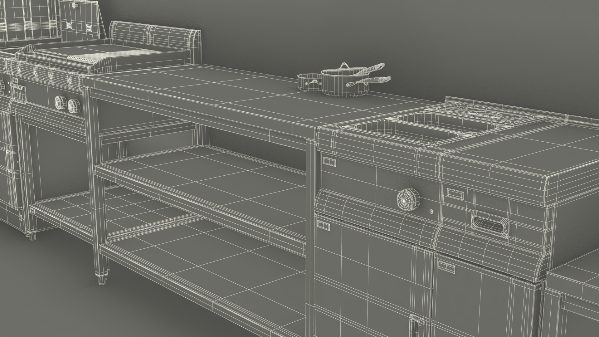 Culinary Commercial Kitchen Light Off 3D