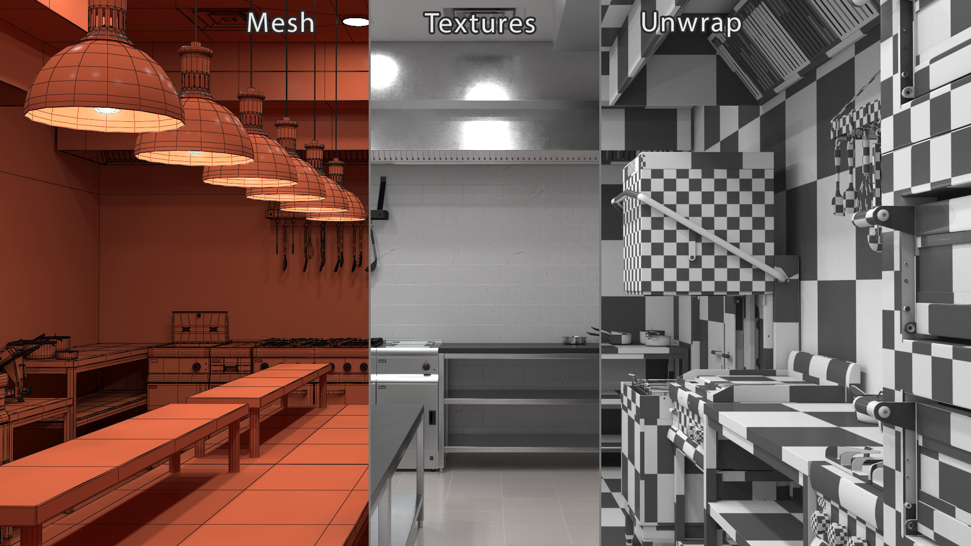 Culinary Commercial Kitchen Light Off 3D