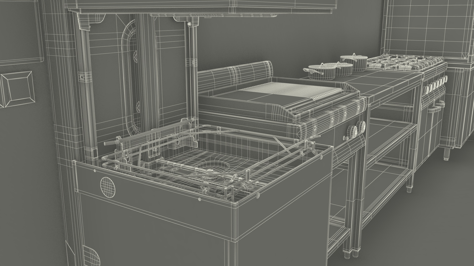Culinary Commercial Kitchen Light Off 3D