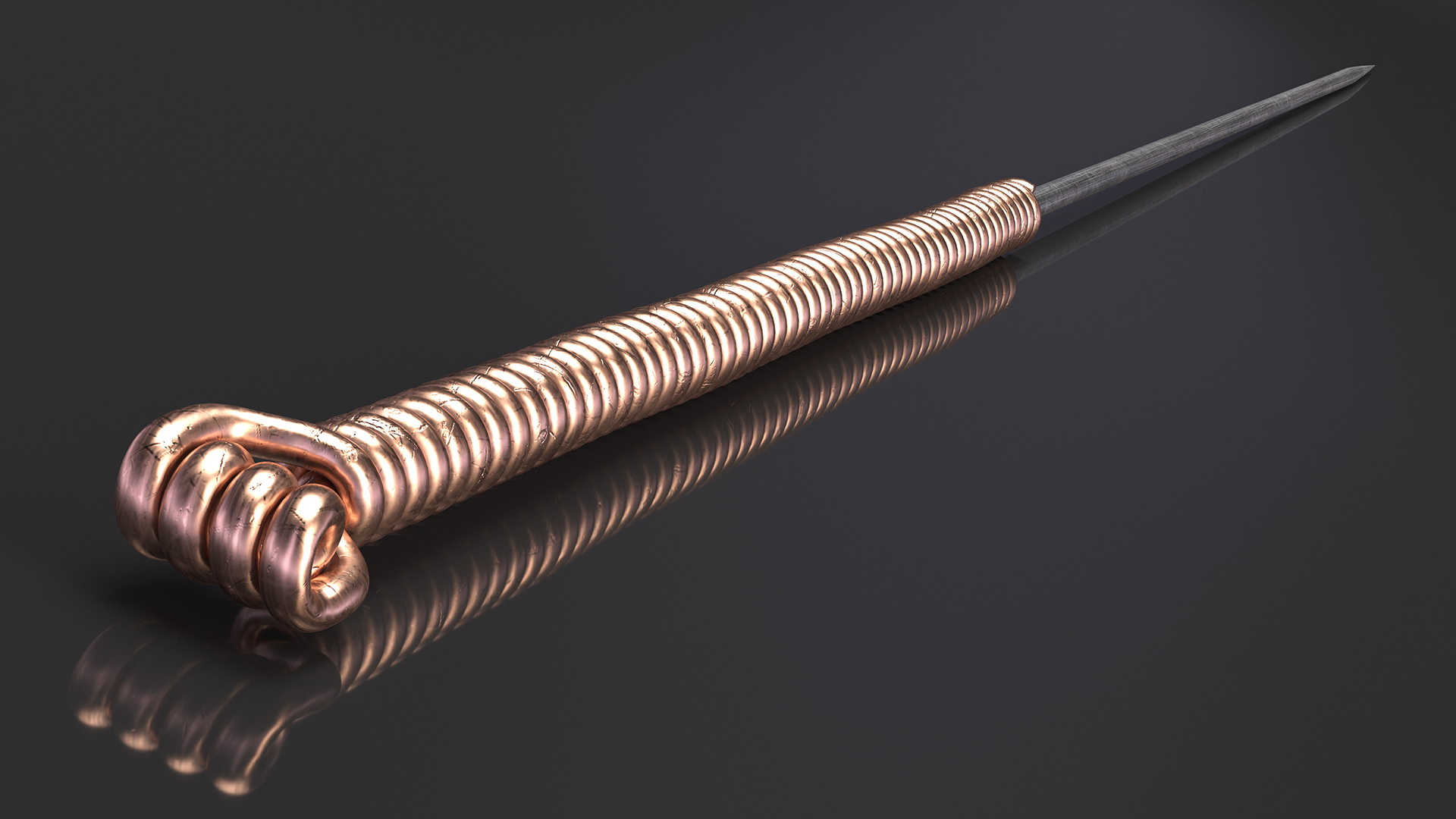 Large Acupuncture Needle Gold 3D model