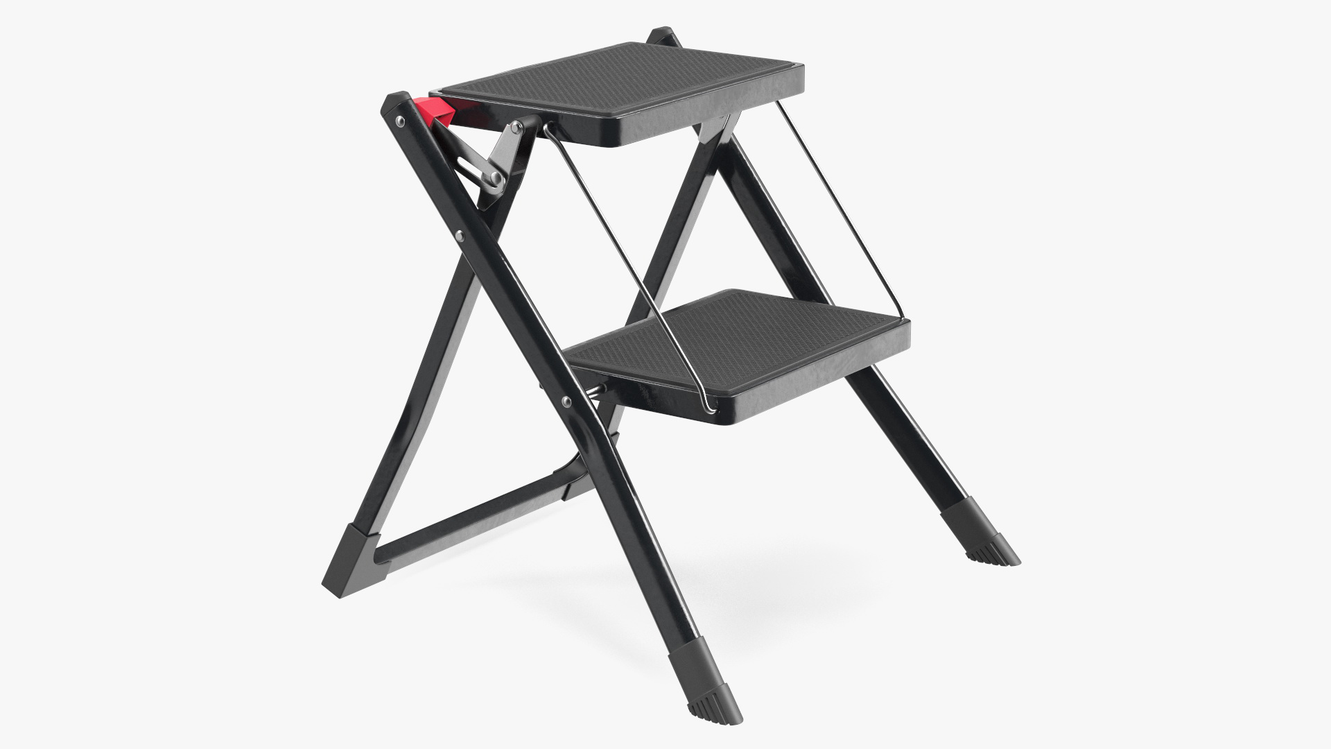 3D Two Steps Black Steel Stool Rigged for Maya model