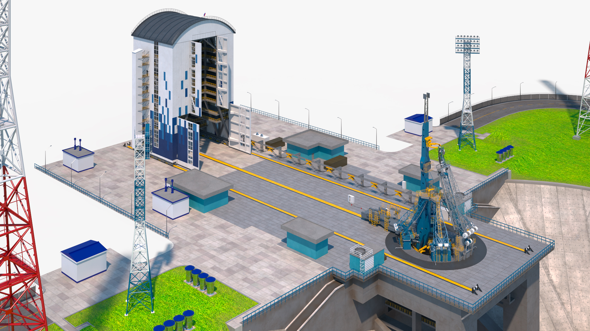 Vostochny Cosmodrome Russian Spaceport Rigged for Maya 3D model