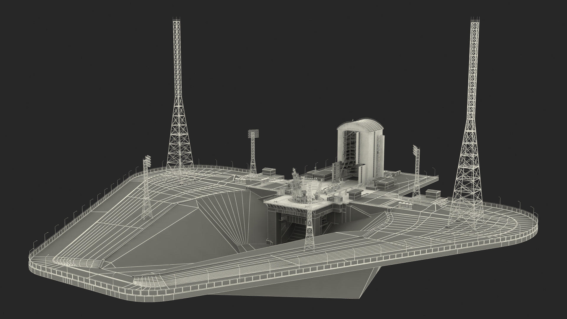 Vostochny Cosmodrome Russian Spaceport Rigged for Maya 3D model
