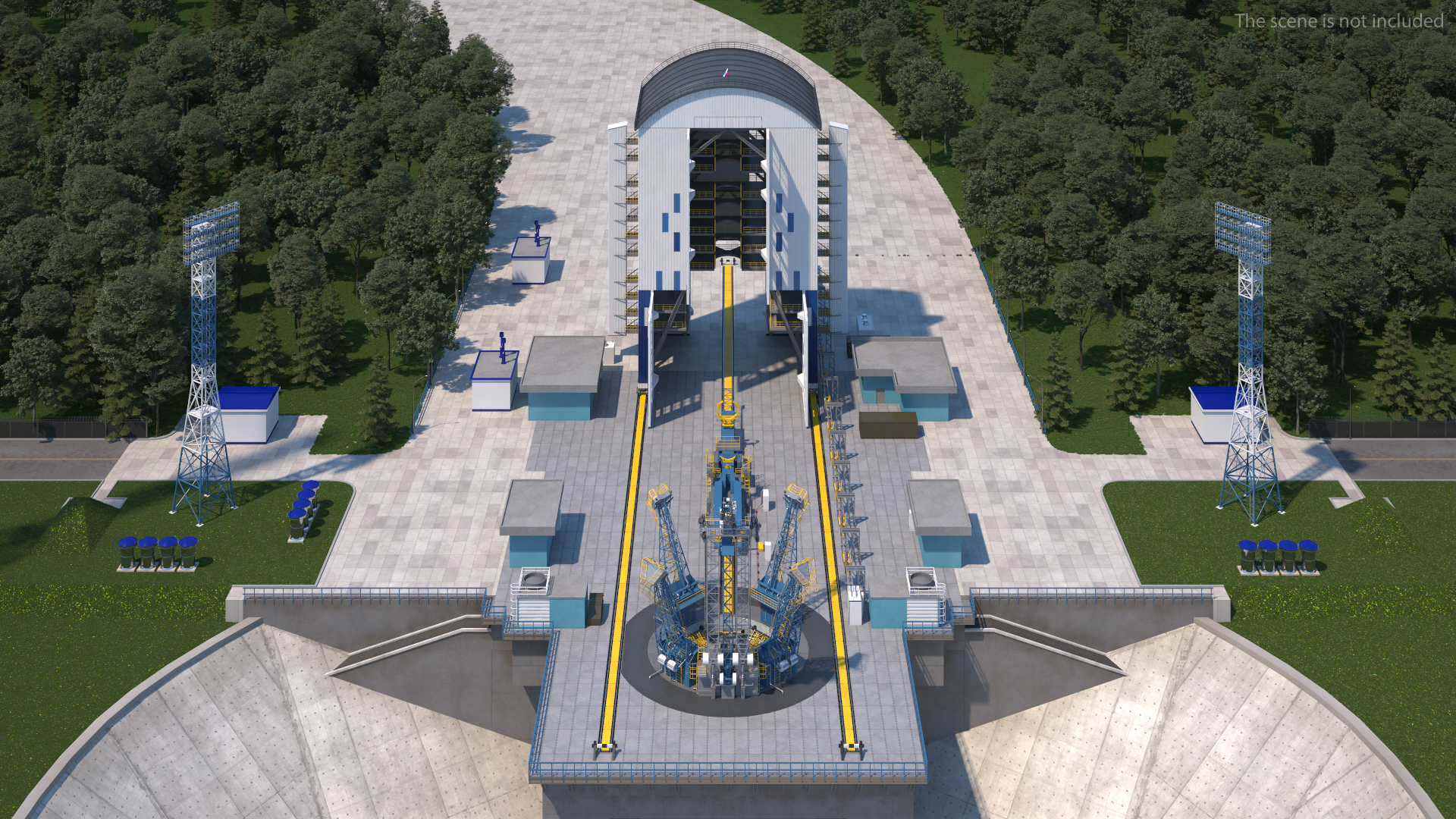 Vostochny Cosmodrome Russian Spaceport Rigged for Maya 3D model