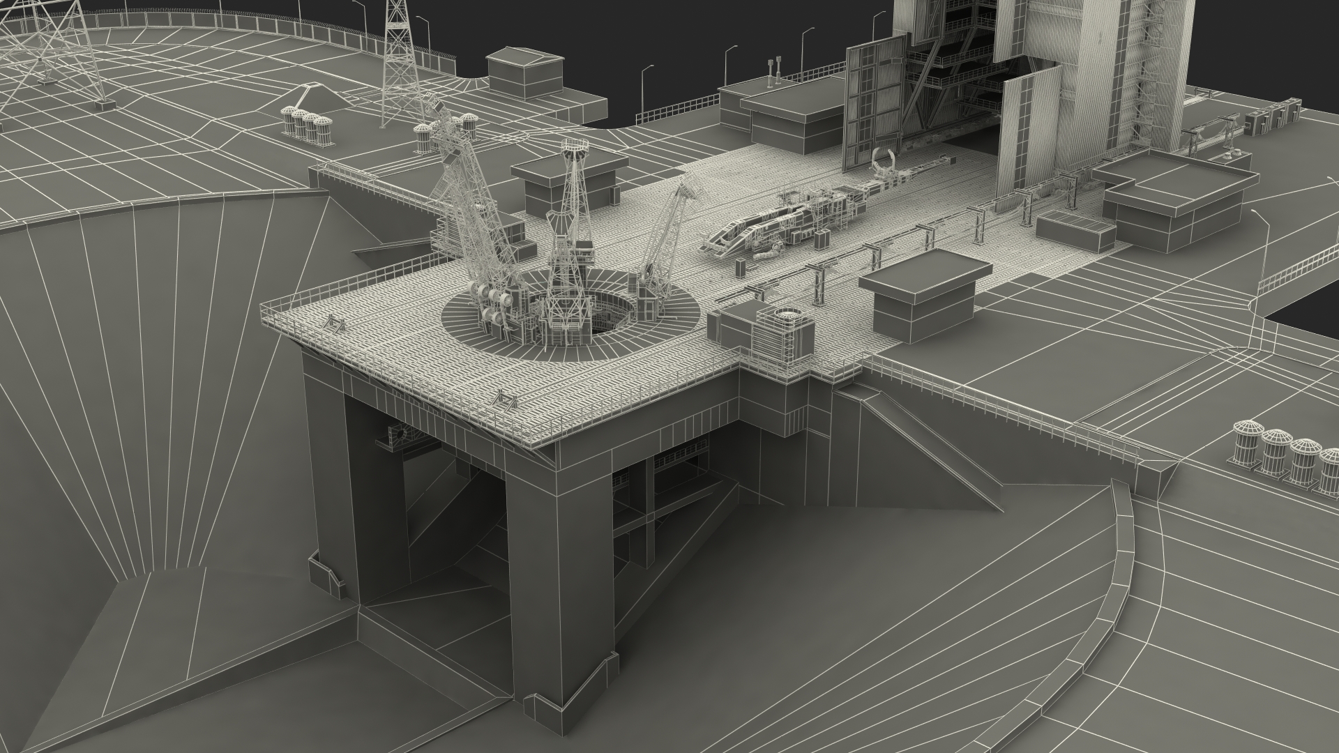 Vostochny Cosmodrome Russian Spaceport Rigged for Maya 3D model