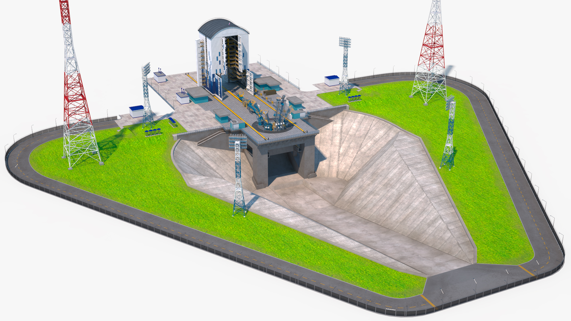 Vostochny Cosmodrome Russian Spaceport Rigged for Maya 3D model