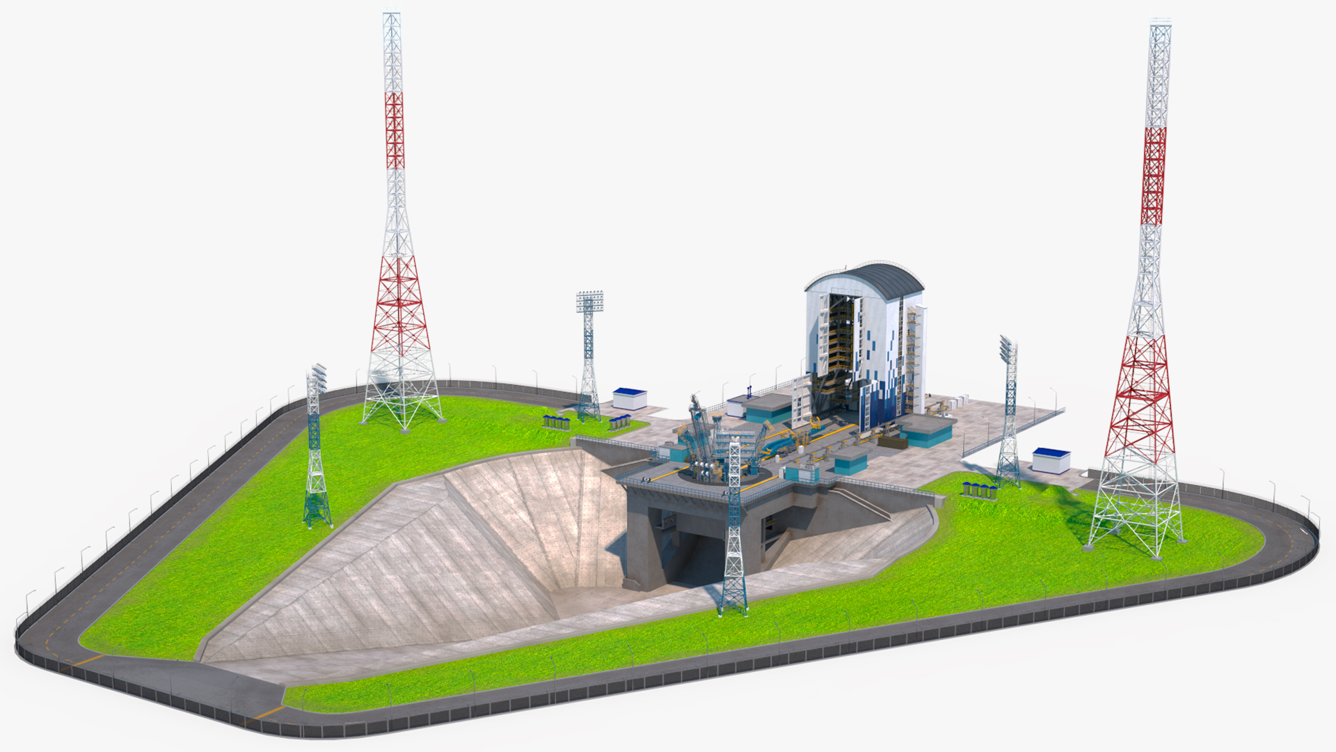 Vostochny Cosmodrome Russian Spaceport Rigged for Maya 3D model