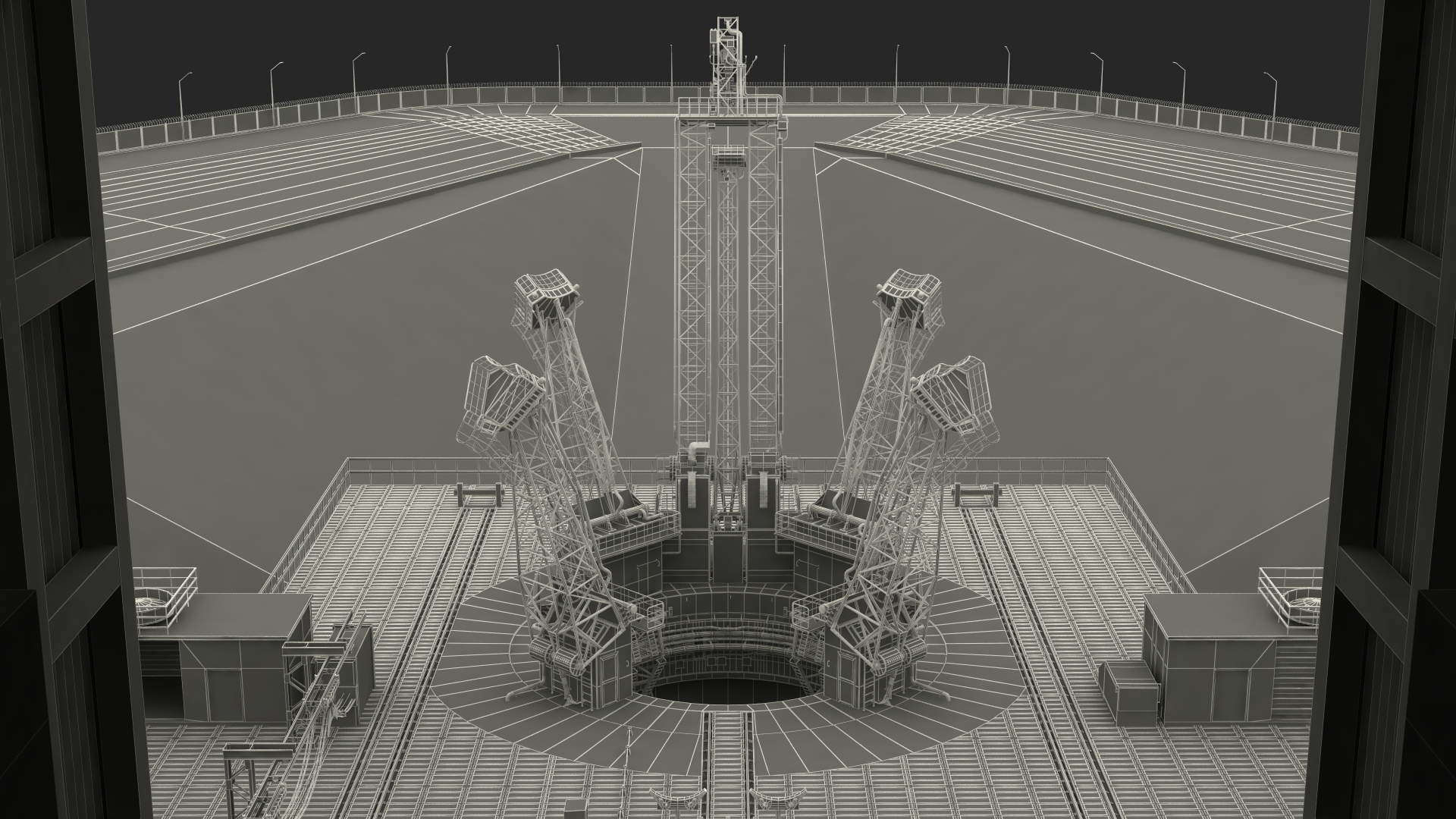 Vostochny Cosmodrome Russian Spaceport Rigged for Maya 3D model