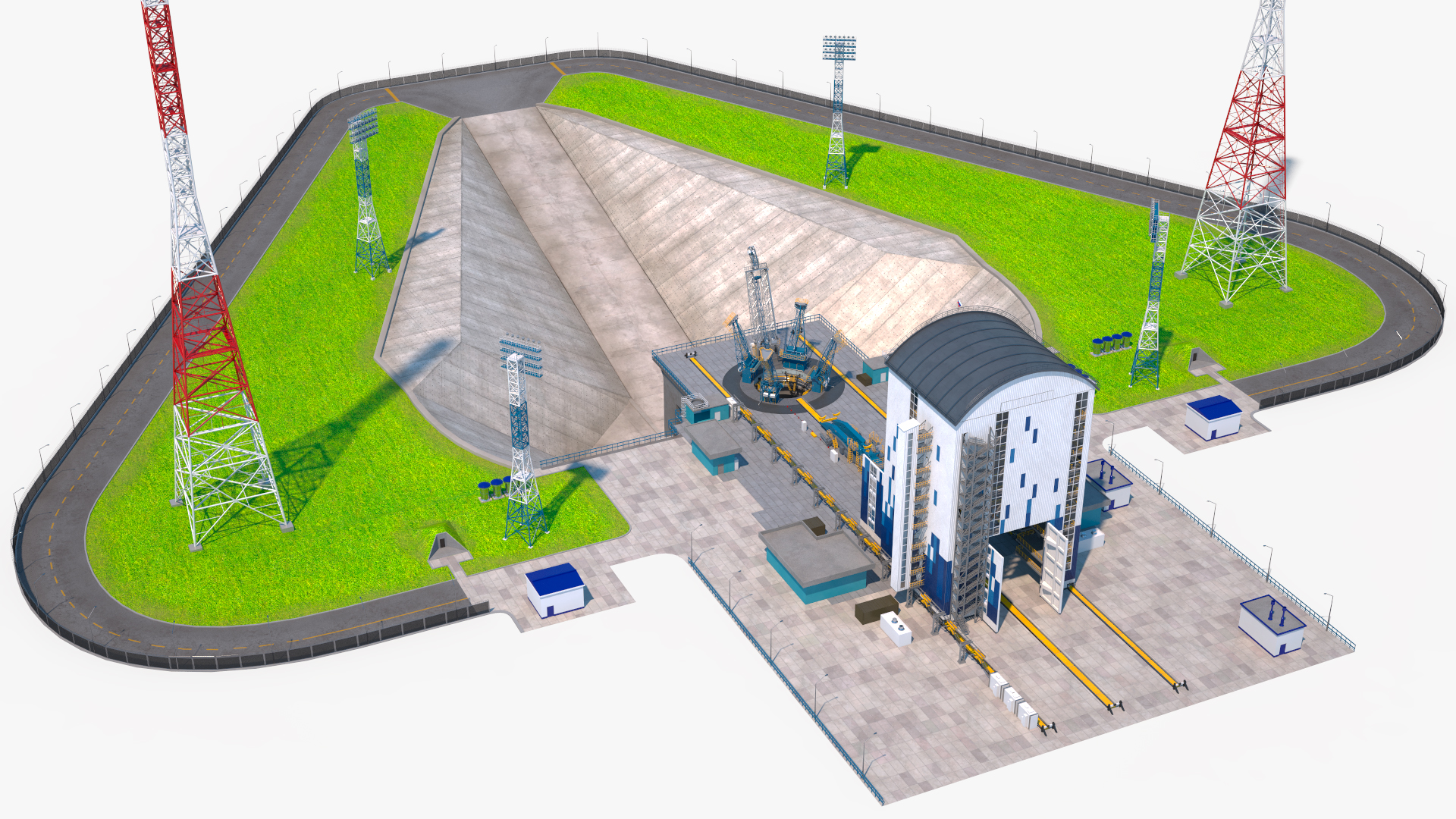 Vostochny Cosmodrome Russian Spaceport Rigged for Maya 3D model