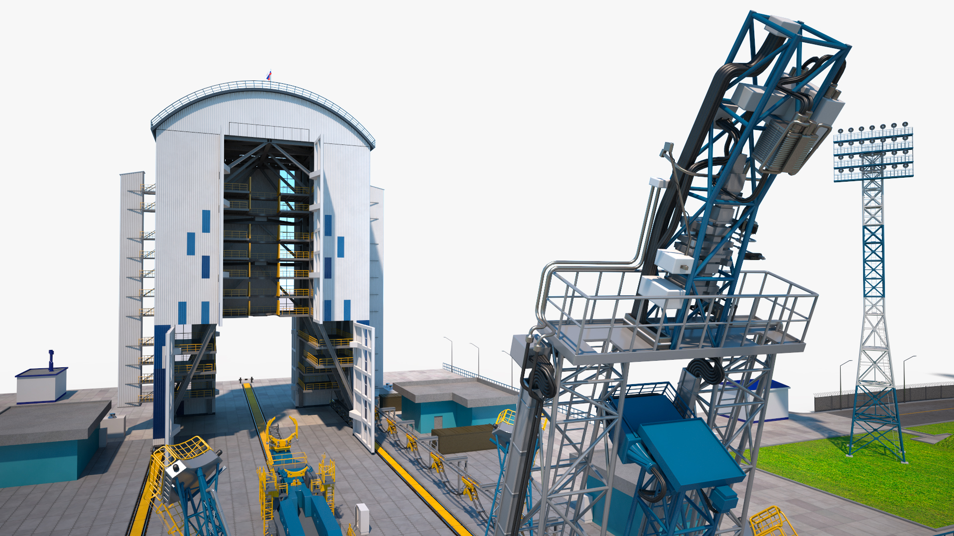 Vostochny Cosmodrome Russian Spaceport Rigged for Maya 3D model