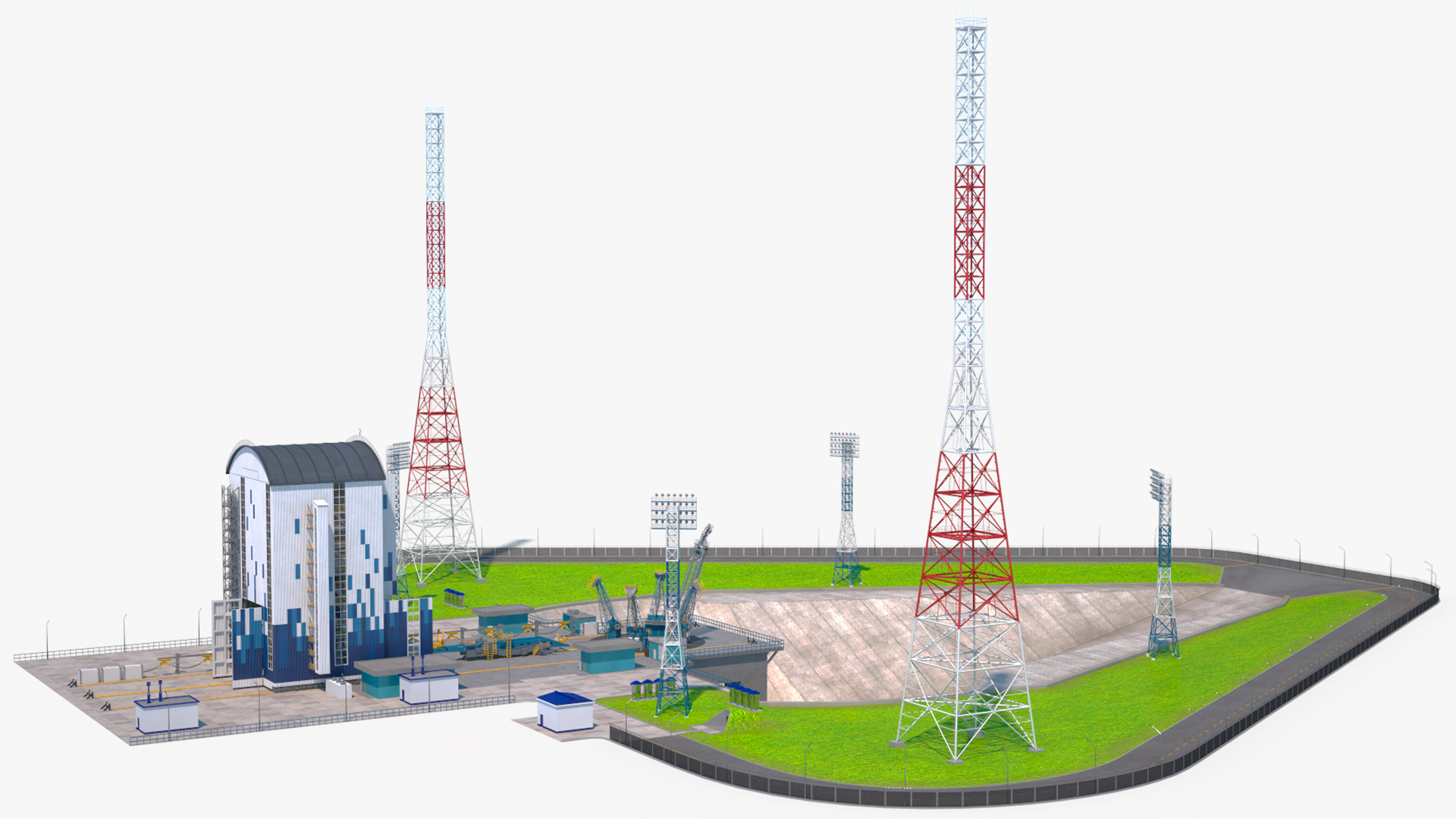 Vostochny Cosmodrome Russian Spaceport Rigged for Maya 3D model