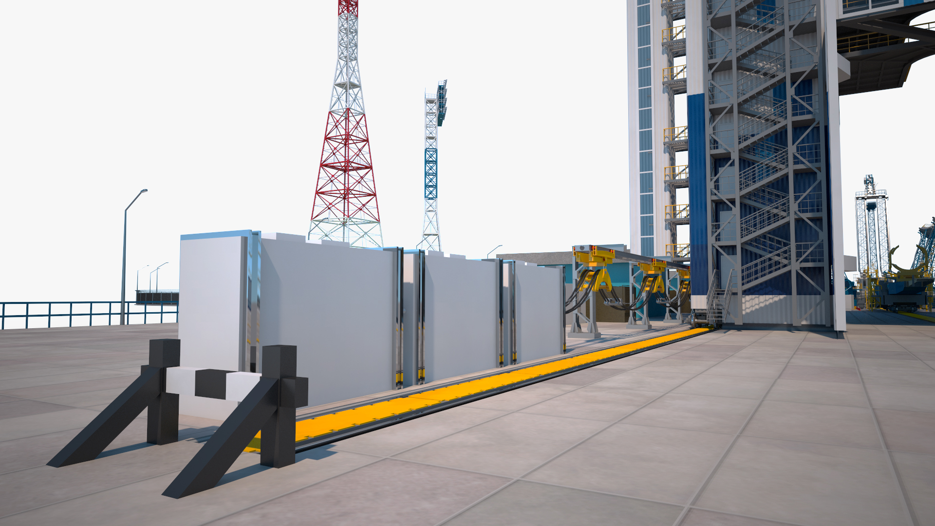 Vostochny Cosmodrome Russian Spaceport Rigged for Maya 3D model