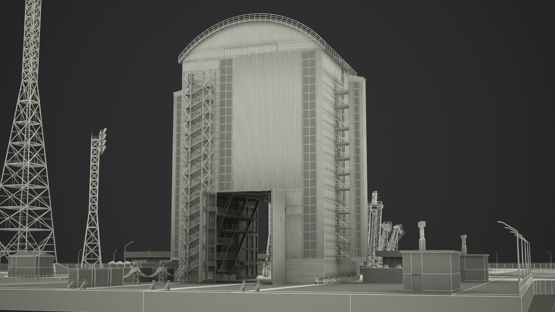 Vostochny Cosmodrome Russian Spaceport Rigged for Maya 3D model