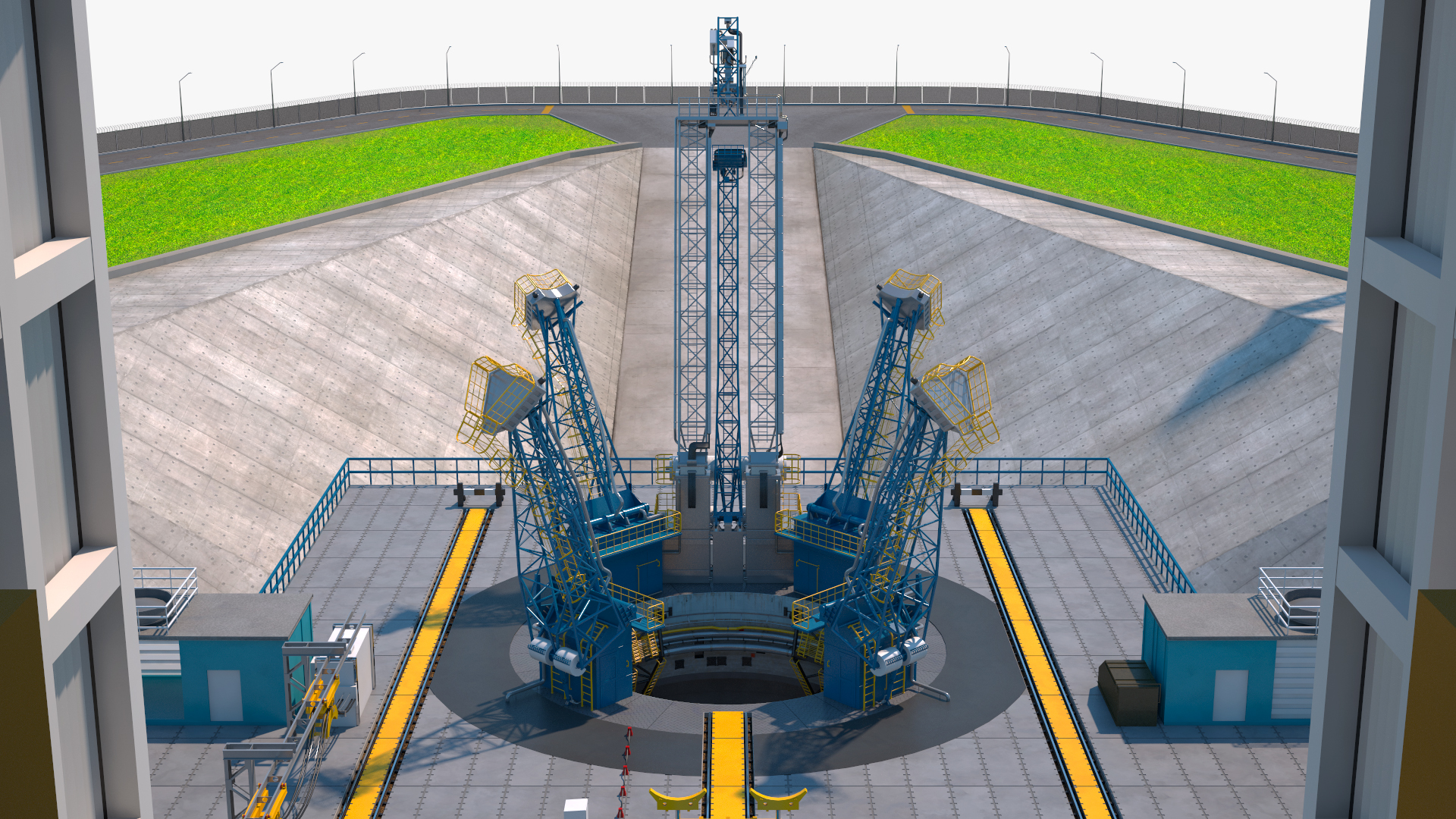 Vostochny Cosmodrome Russian Spaceport Rigged for Maya 3D model
