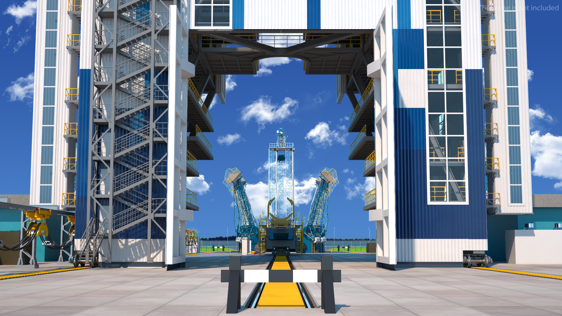 Vostochny Cosmodrome Russian Spaceport Rigged for Maya 3D model
