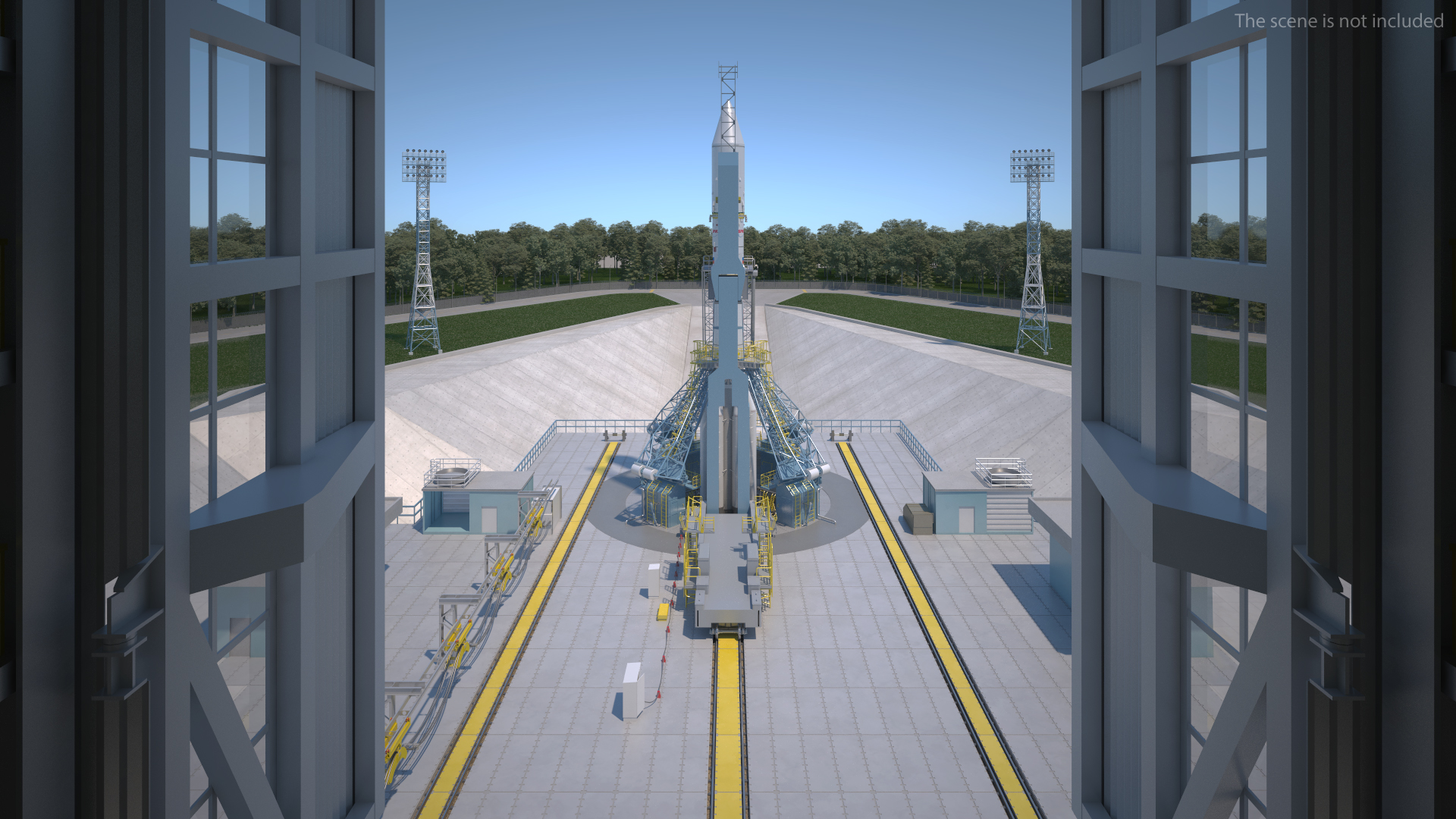 Vostochny Cosmodrome Russian Spaceport Rigged for Maya 3D model