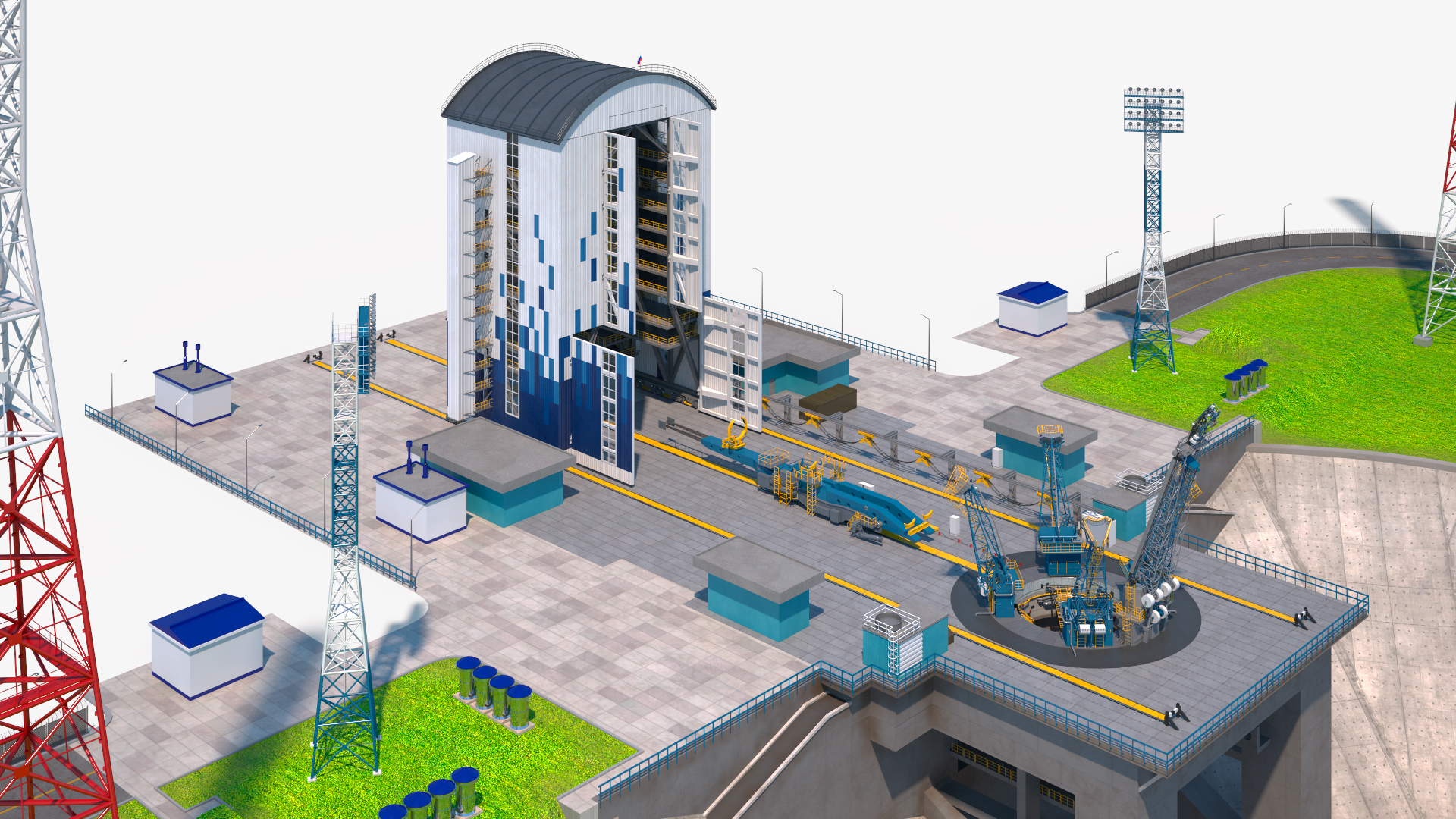 Vostochny Cosmodrome Russian Spaceport Rigged for Maya 3D model
