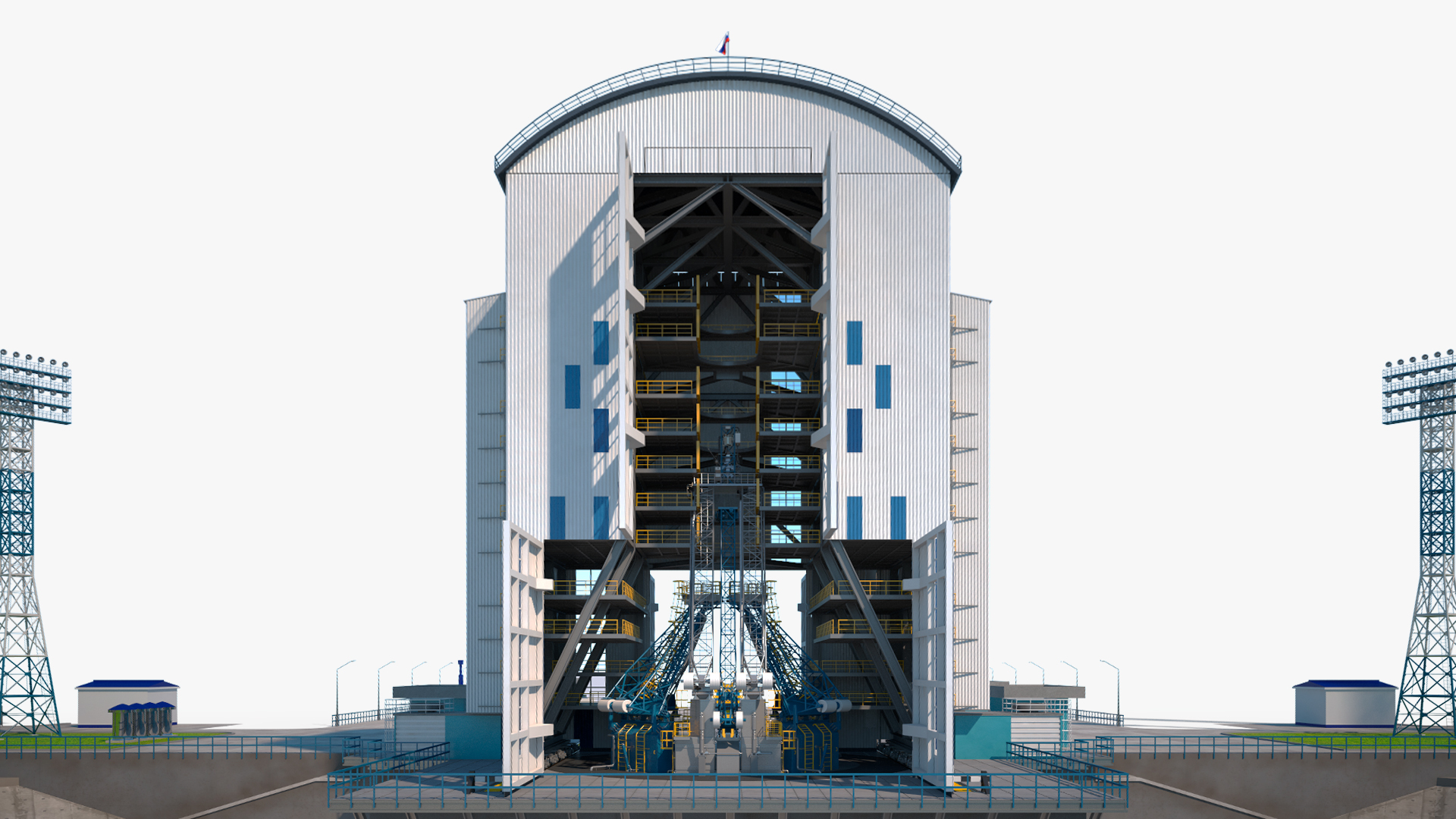 Vostochny Cosmodrome Russian Spaceport Rigged for Maya 3D model